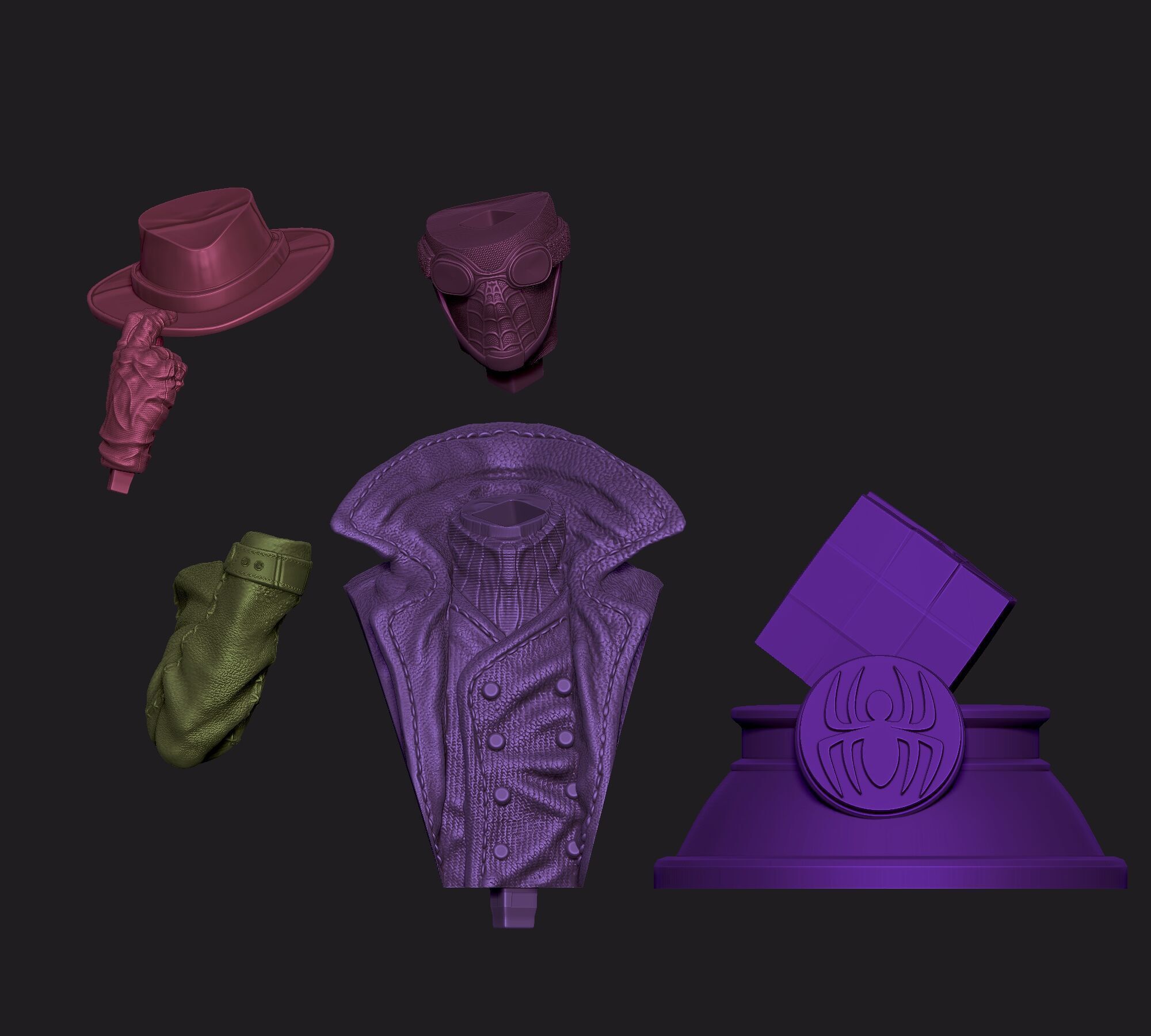 Spider-Man Noir bust 3D print model_3