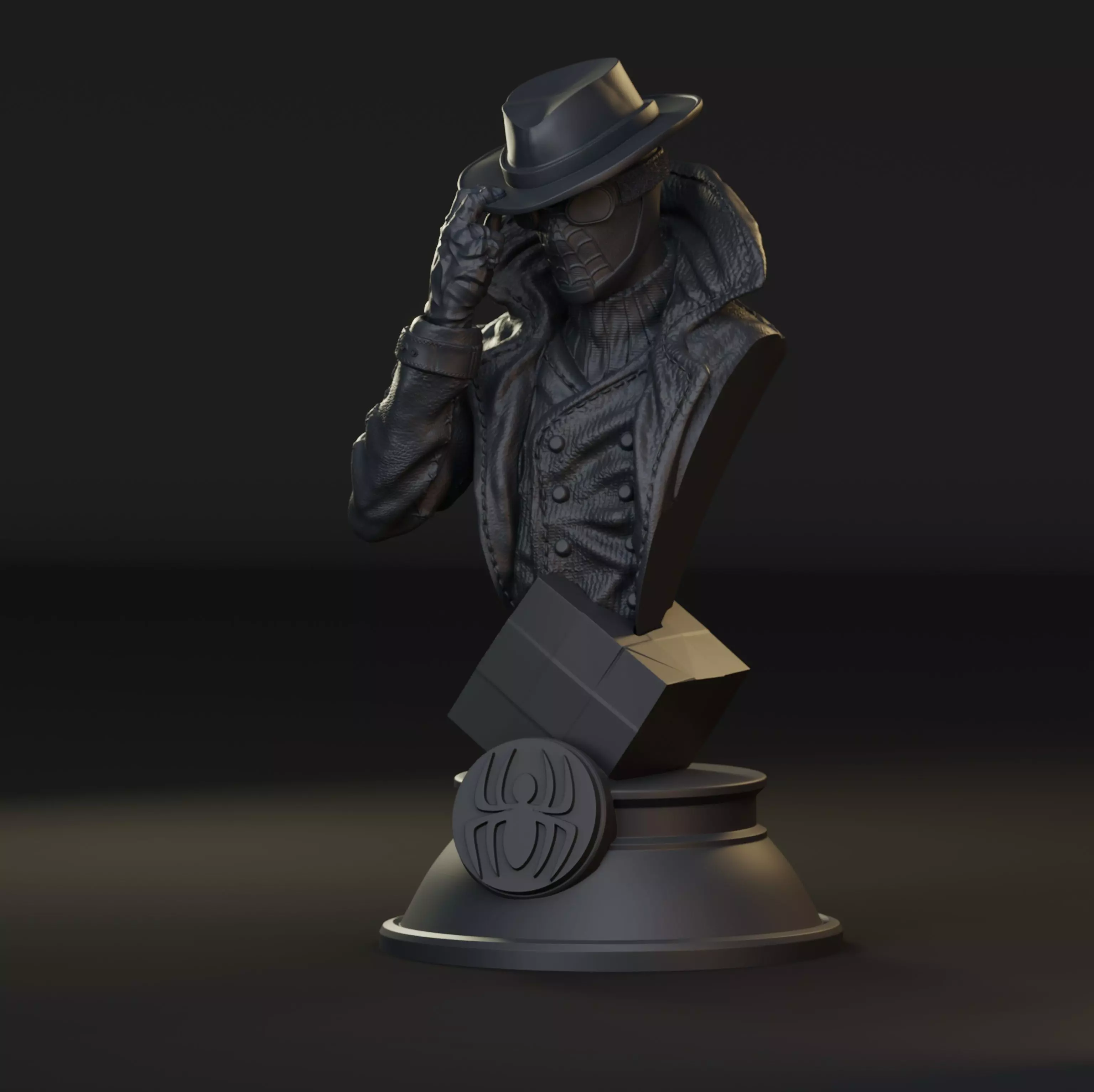Spider-Man Noir bust 3D print model_0