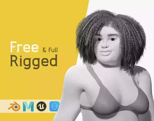 Free Toon Female Character Big Plus Size Stylized fat Woman