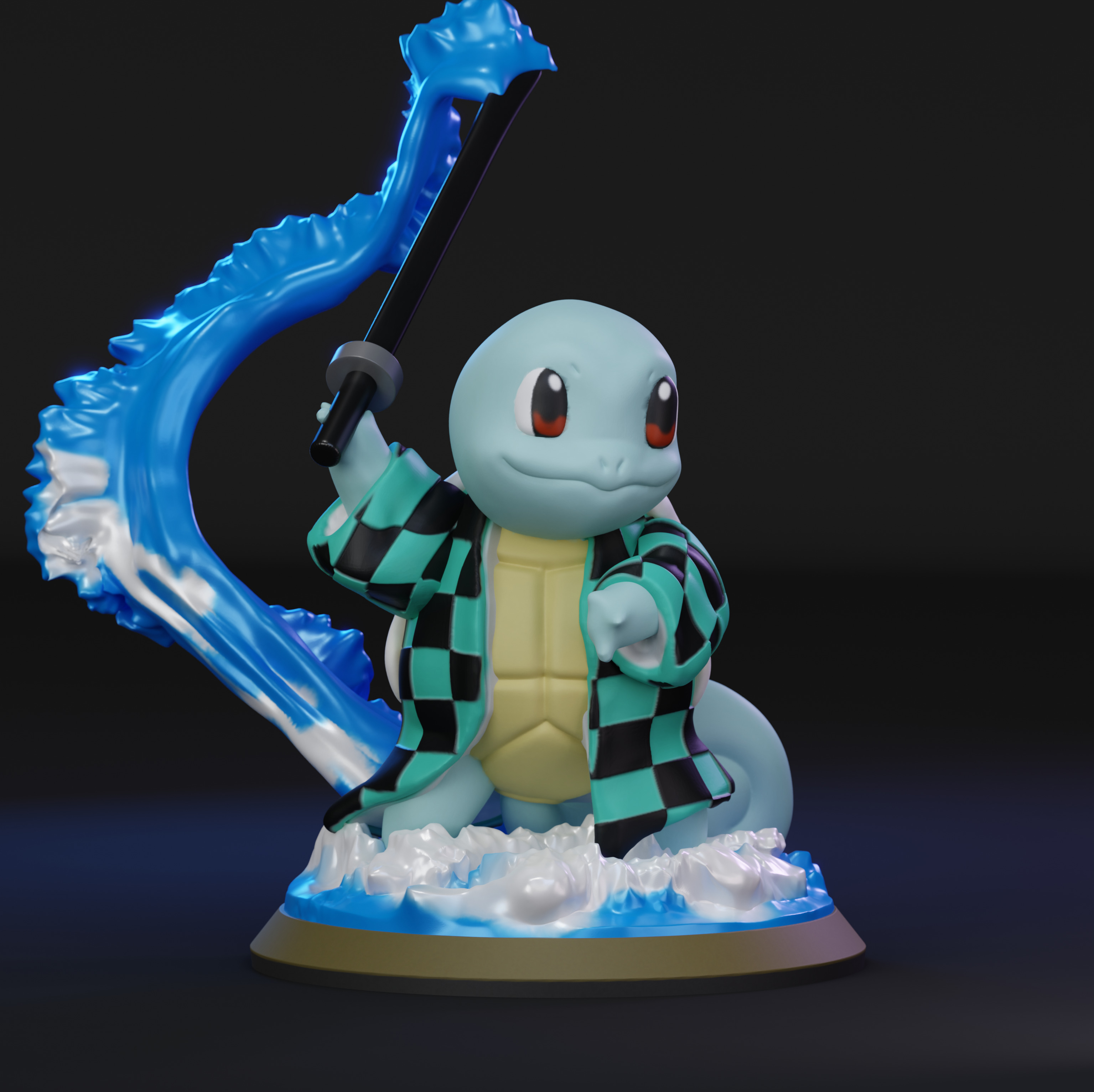 Squirtle as Tanjiro 3D print model_1