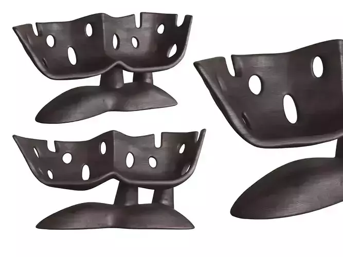 Elegant Whale Tail Wooden Seat 3D model