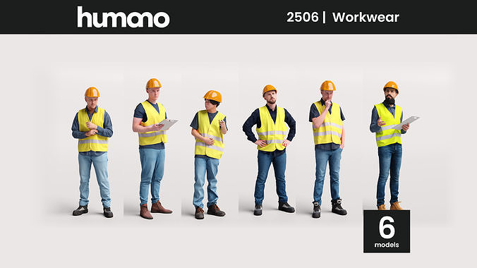 Humano 6-Collection 2506- WORKWEAR -6 x 3D models  3D model