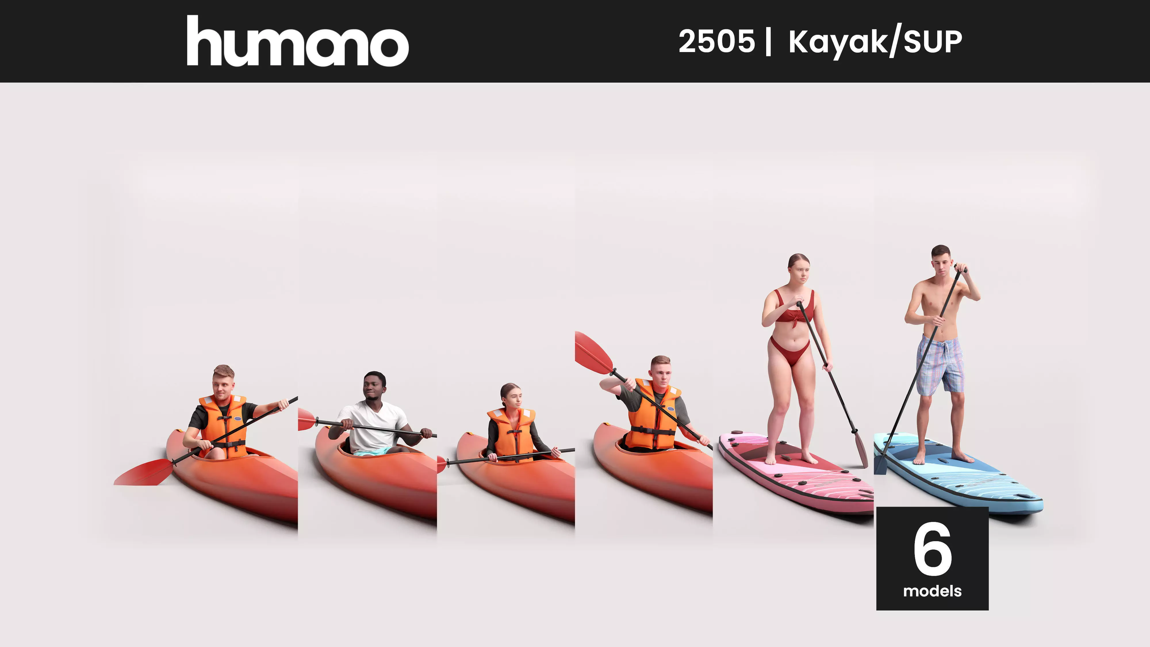 Humano 6-Collection 2505 - KAYAK - SUP -6 x 3D models 3D model_0