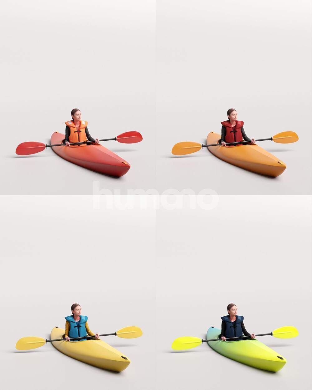 Humano 6-Collection 2505 - KAYAK - SUP -6 x 3D models 3D model_10