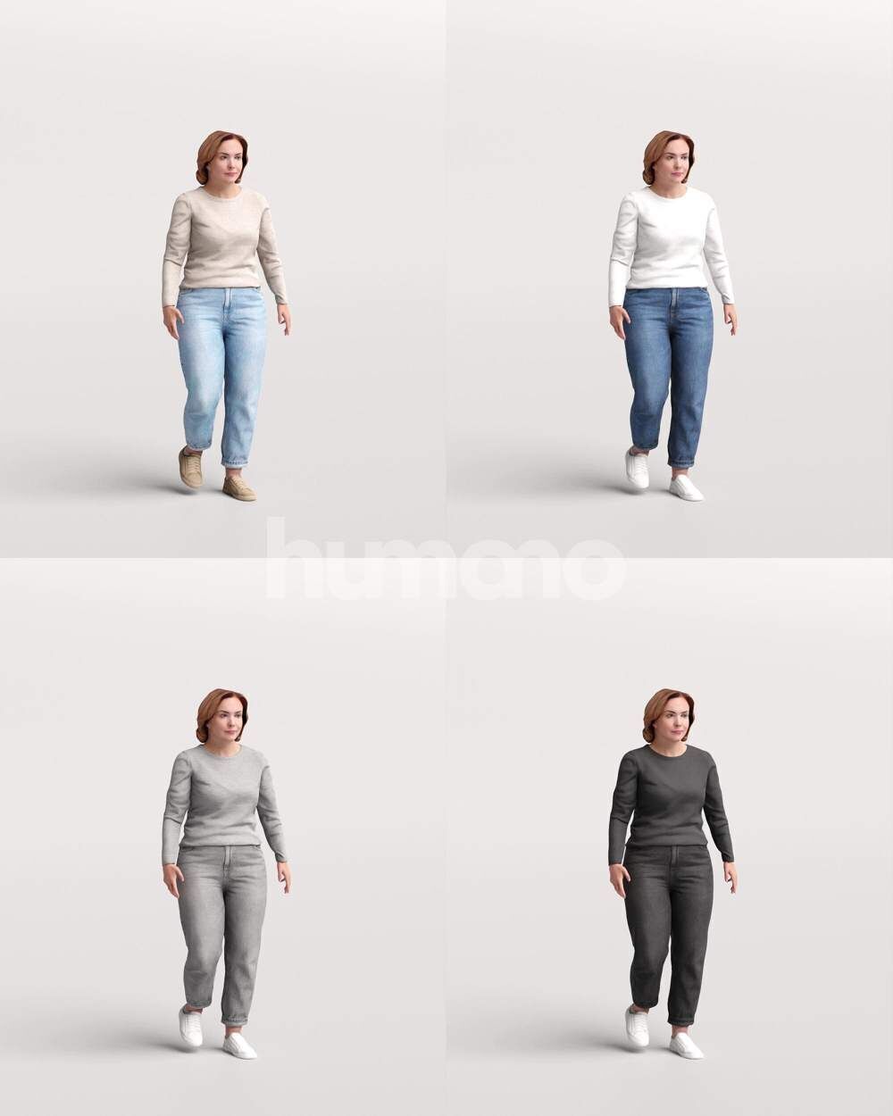 Humano 18-Collection 2504 - WALKING -18 x 3D models 3D model_36