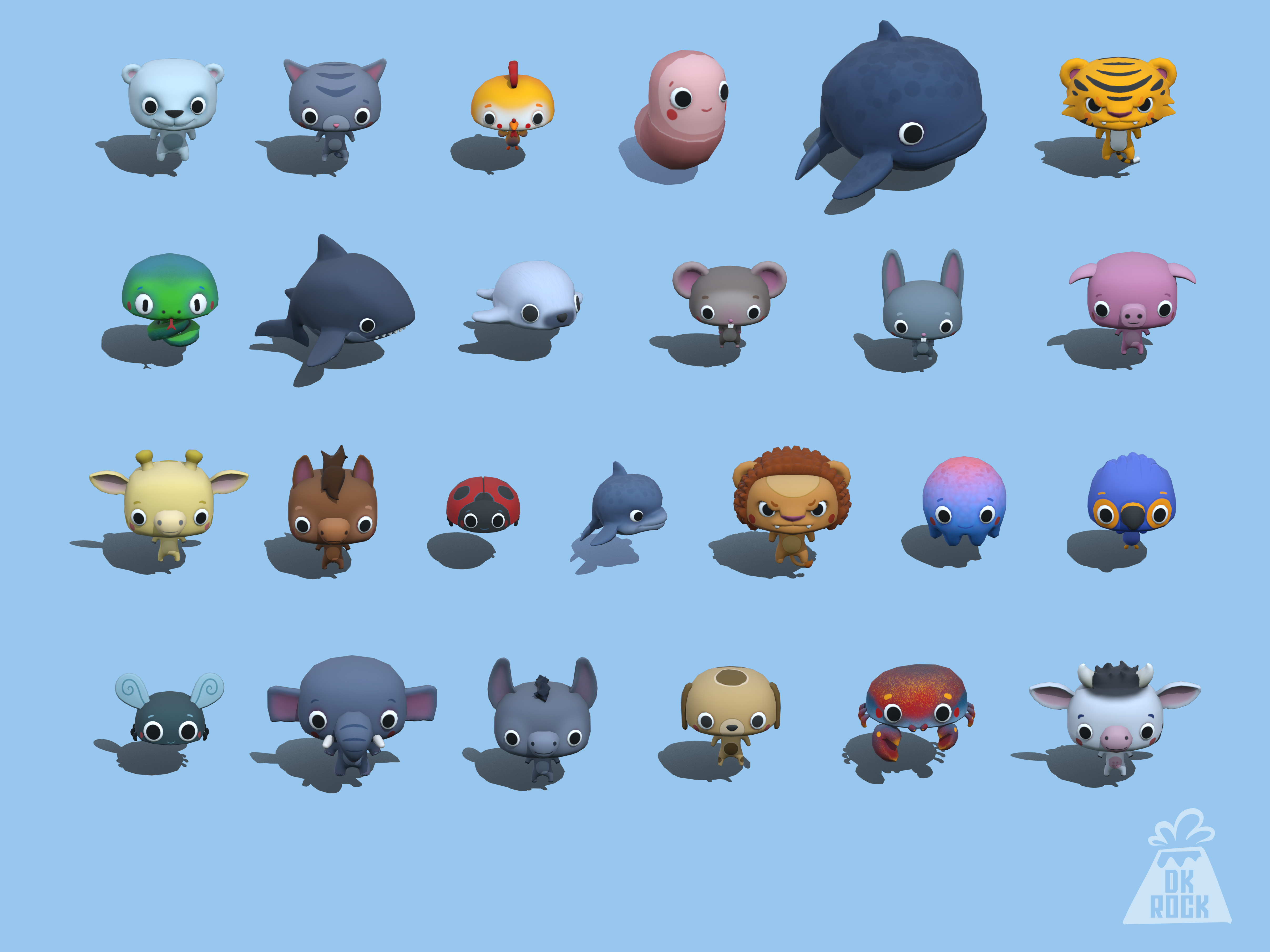 25 stylised animal 3D models Low-poly 3D model_1