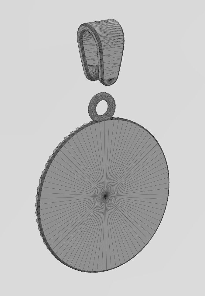 I letter initial faceted sunrays beaded coin pendant charm 3D print model_14