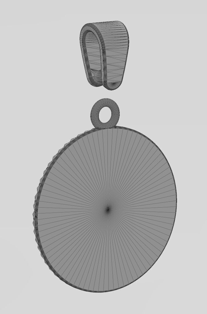 J letter initial faceted sunrays beaded coin pendant charm 3D print model_14