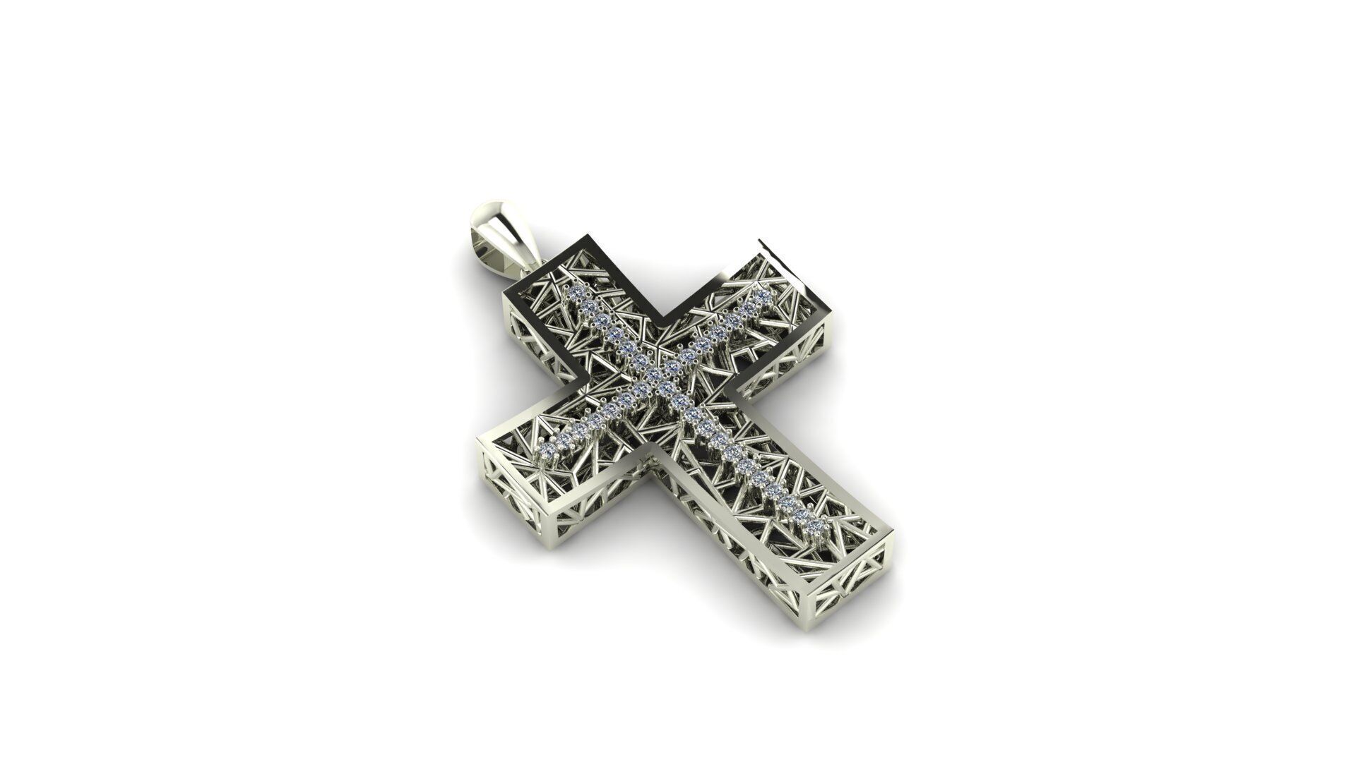 Diamond Cross Pendant 3D print model_1