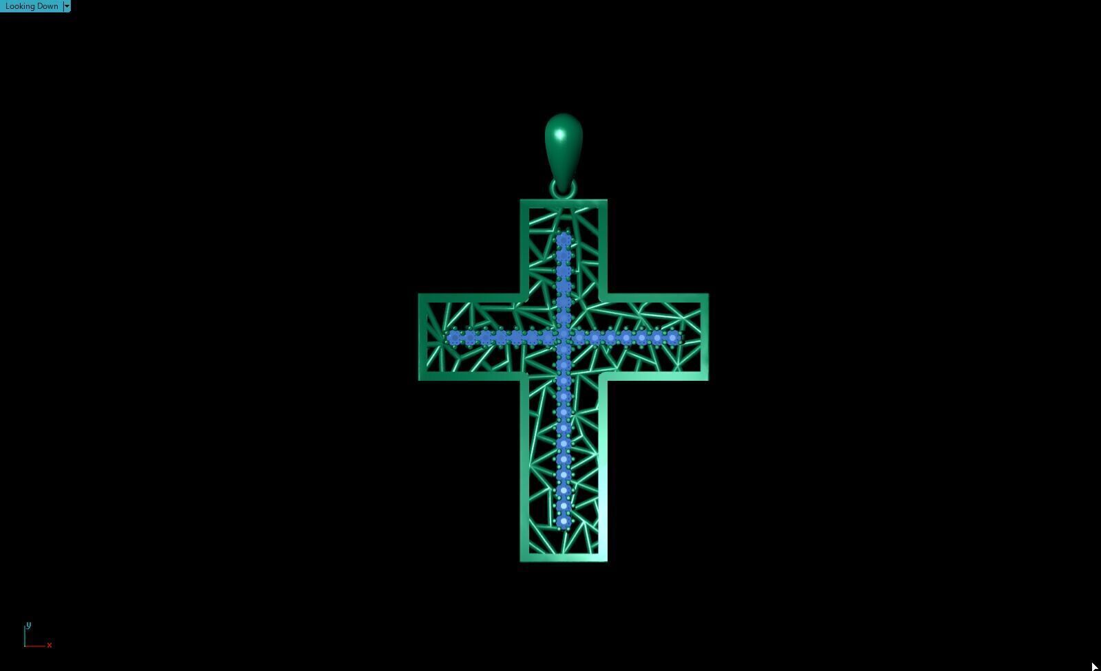 Diamond Cross Pendant 3D print model_16