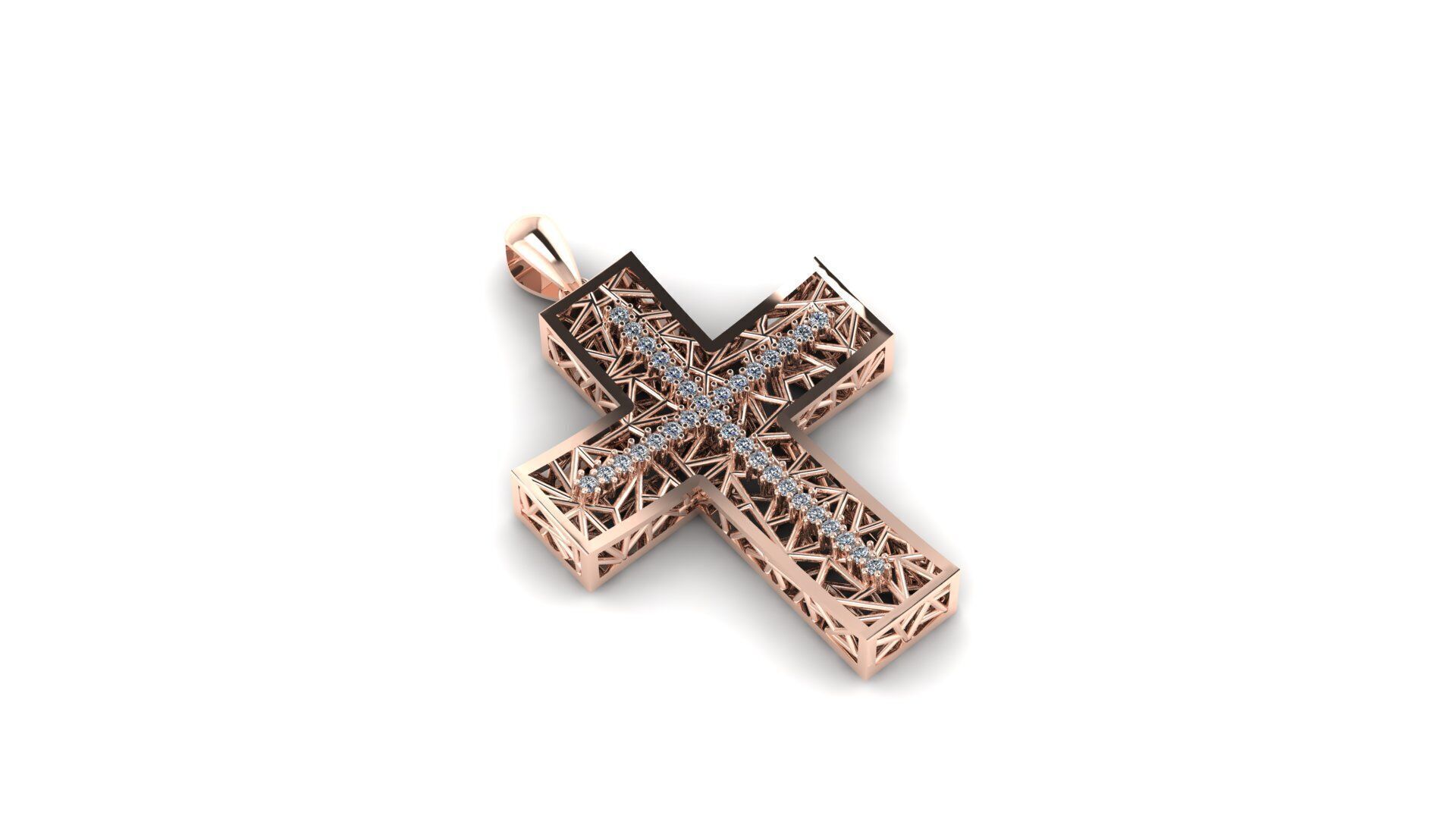 Diamond Cross Pendant 3D print model_2