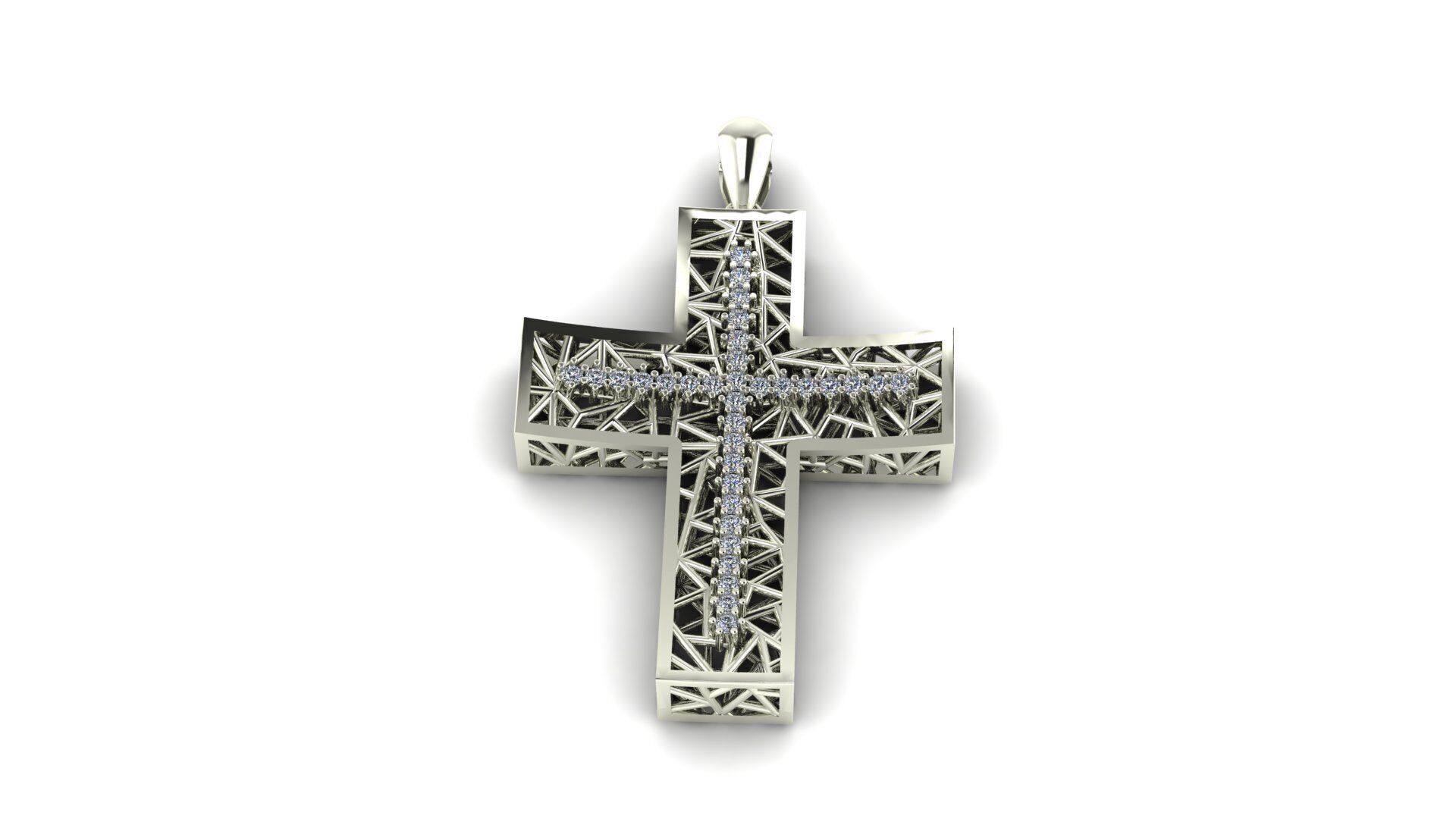 Diamond Cross Pendant 3D print model_9