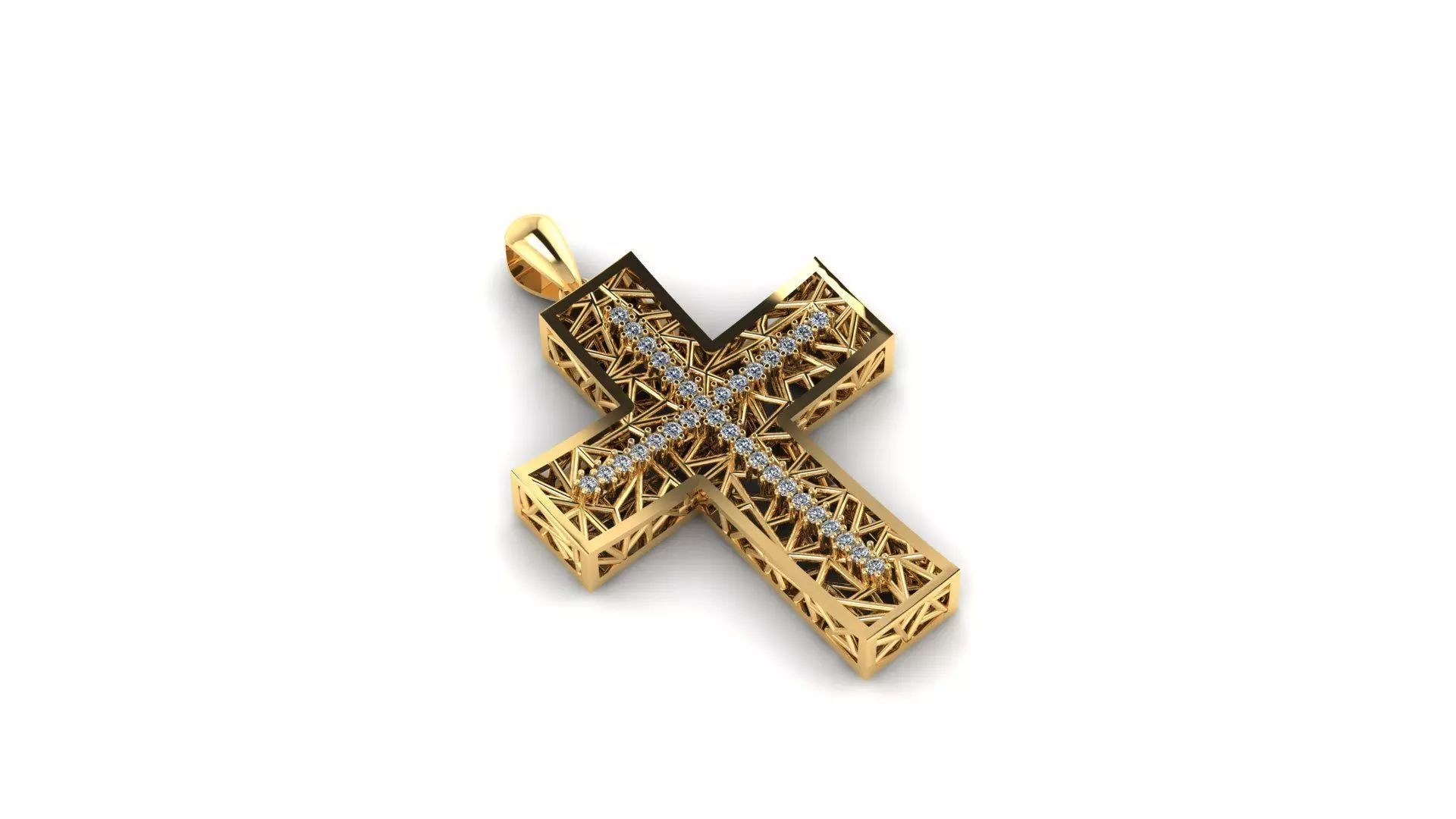 Diamond Cross Pendant 3D print model_0