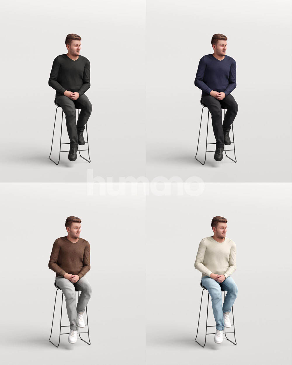 Humano 12-Collection 2502 - STOOLS-12 x 3D models 3D model_15