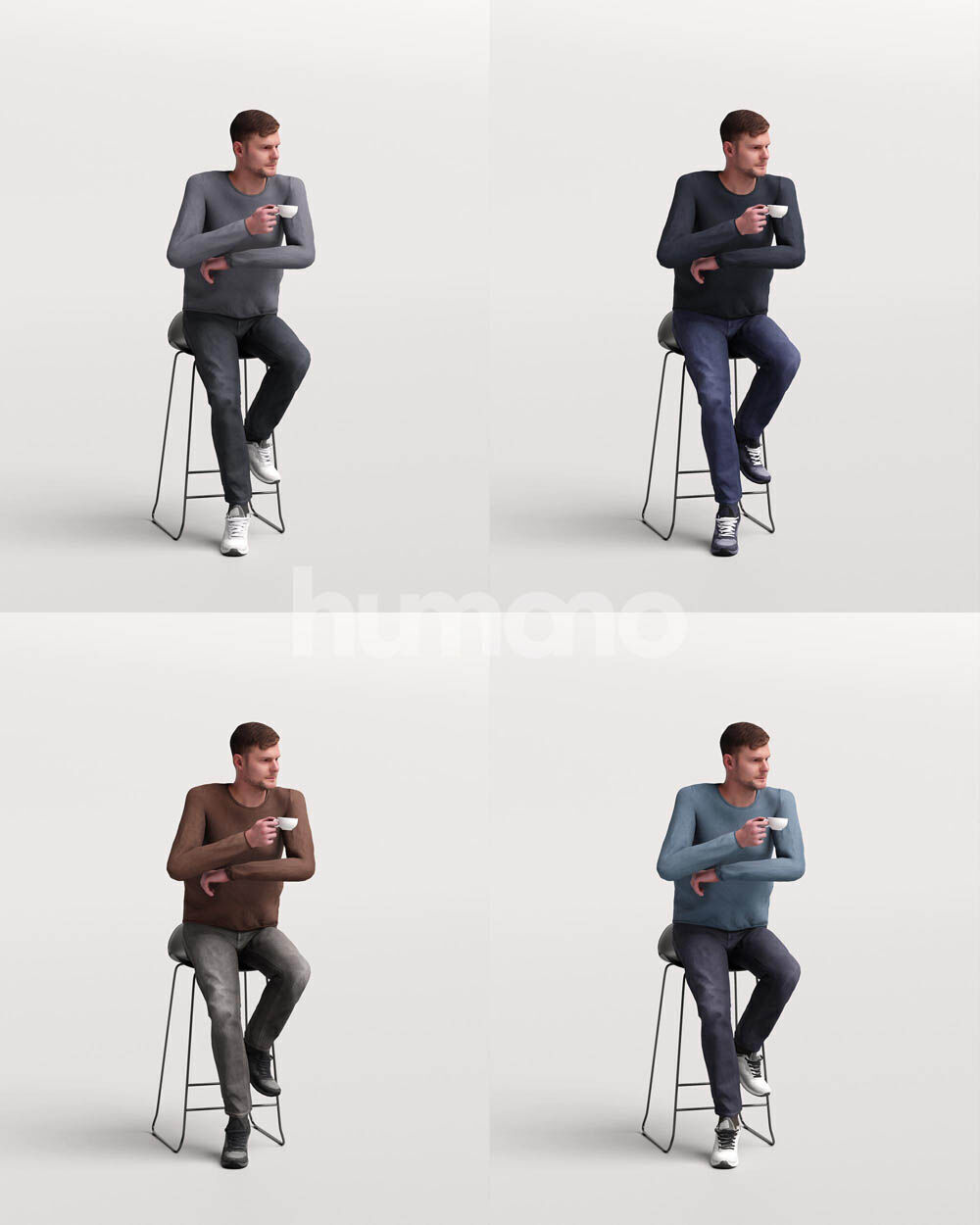Humano 12-Collection 2502 - STOOLS-12 x 3D models 3D model_22