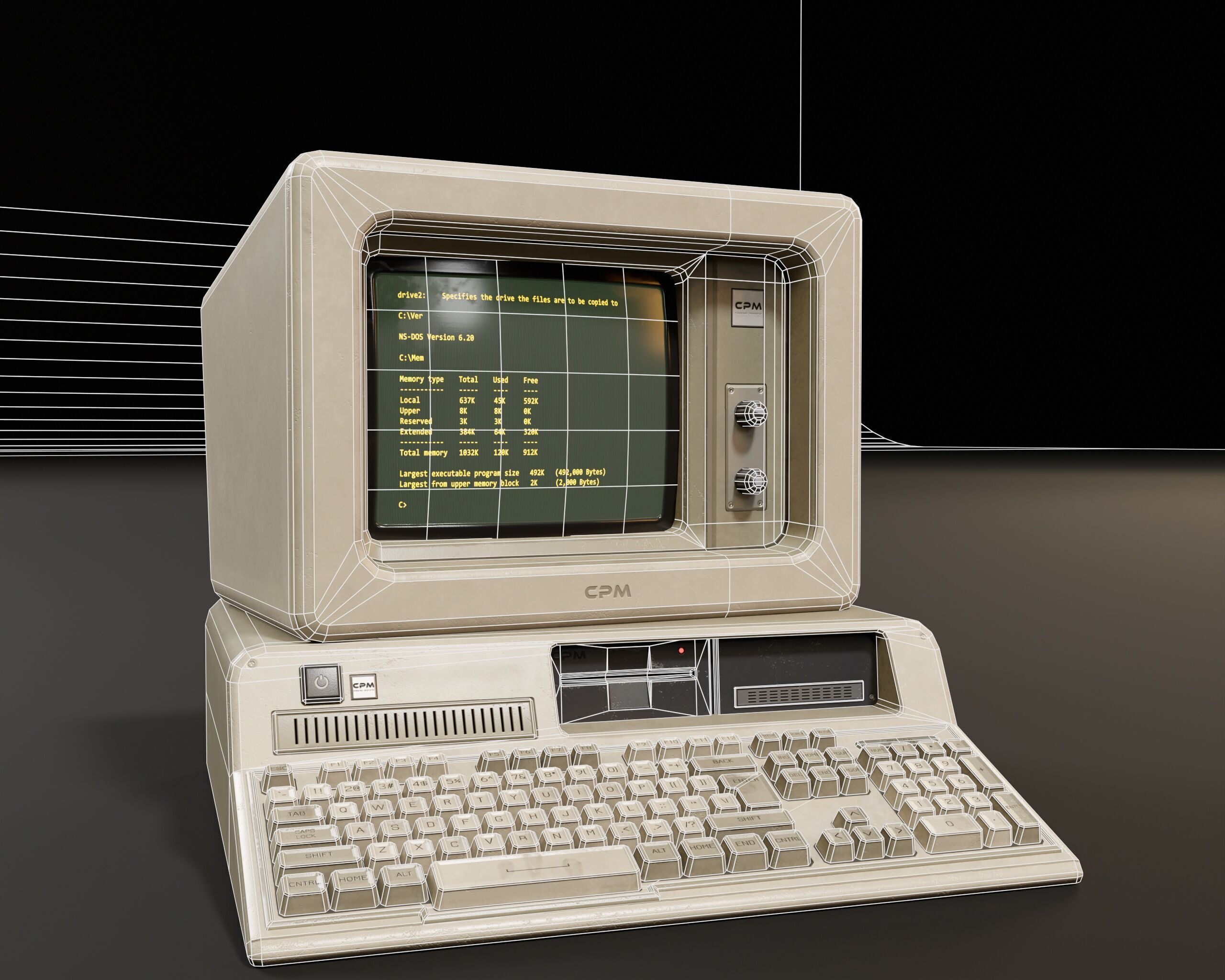 Sci-Fi Retro Monitors Low-poly 3D model_7