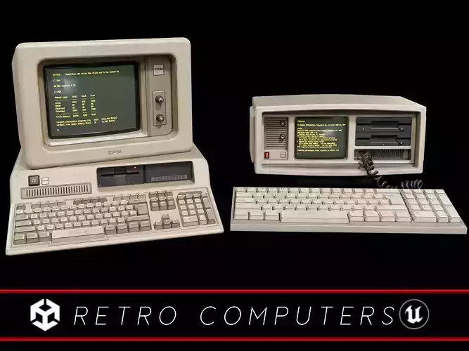 Sci-Fi Retro Monitors Low-poly 3D model