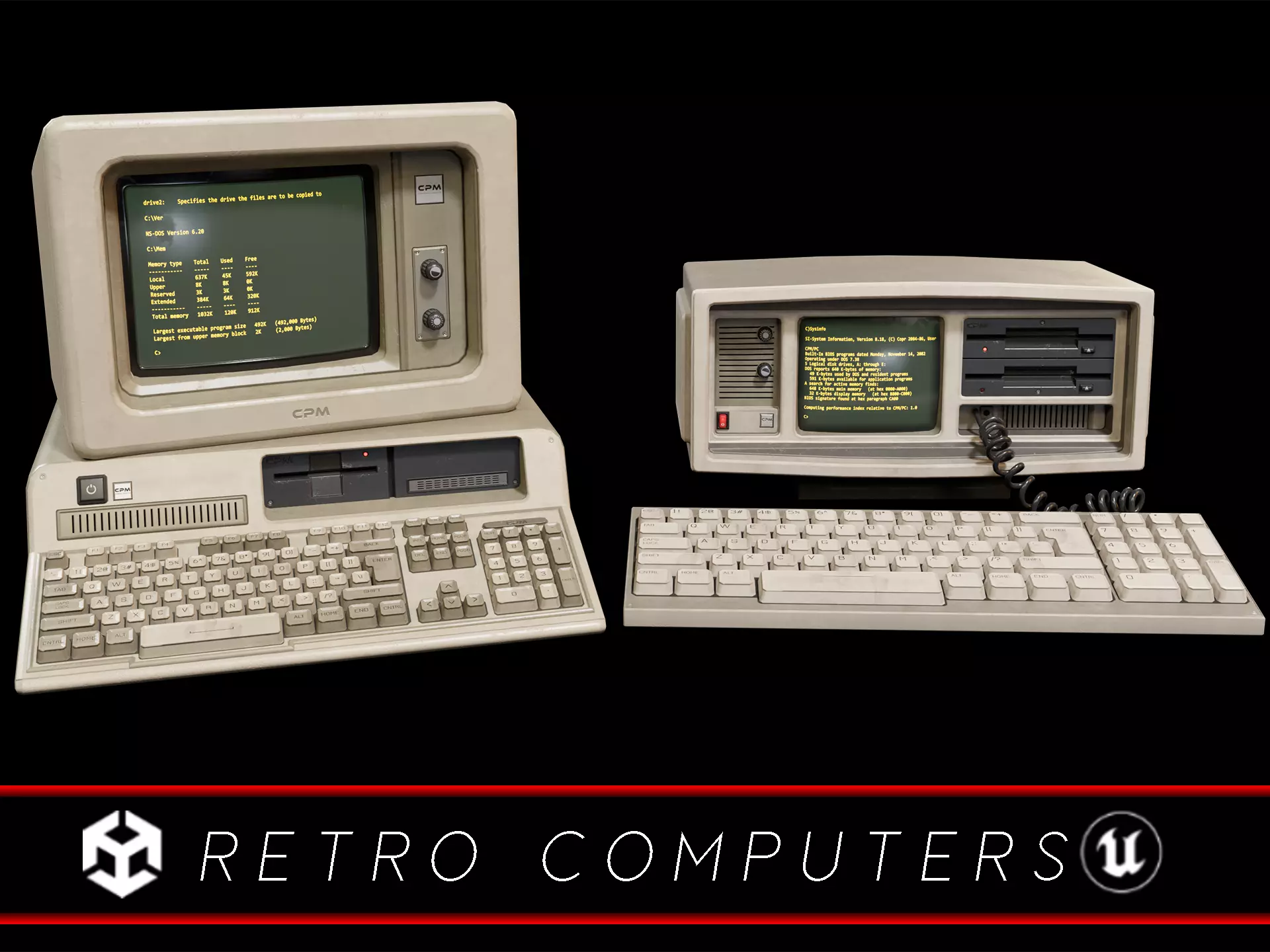 Sci-Fi Retro Monitors Low-poly 3D model_0