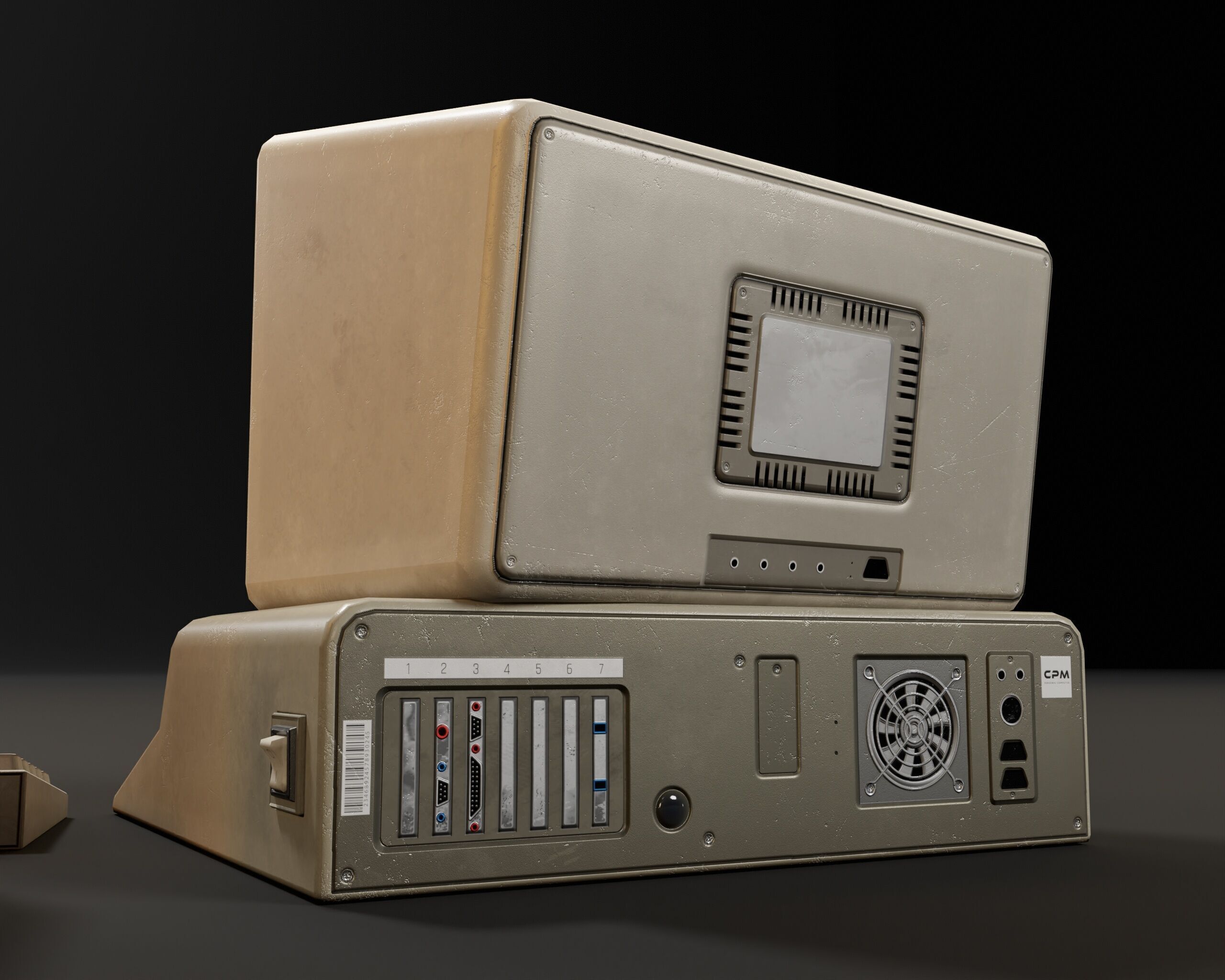 Sci-Fi Retro Monitors Low-poly 3D model_16