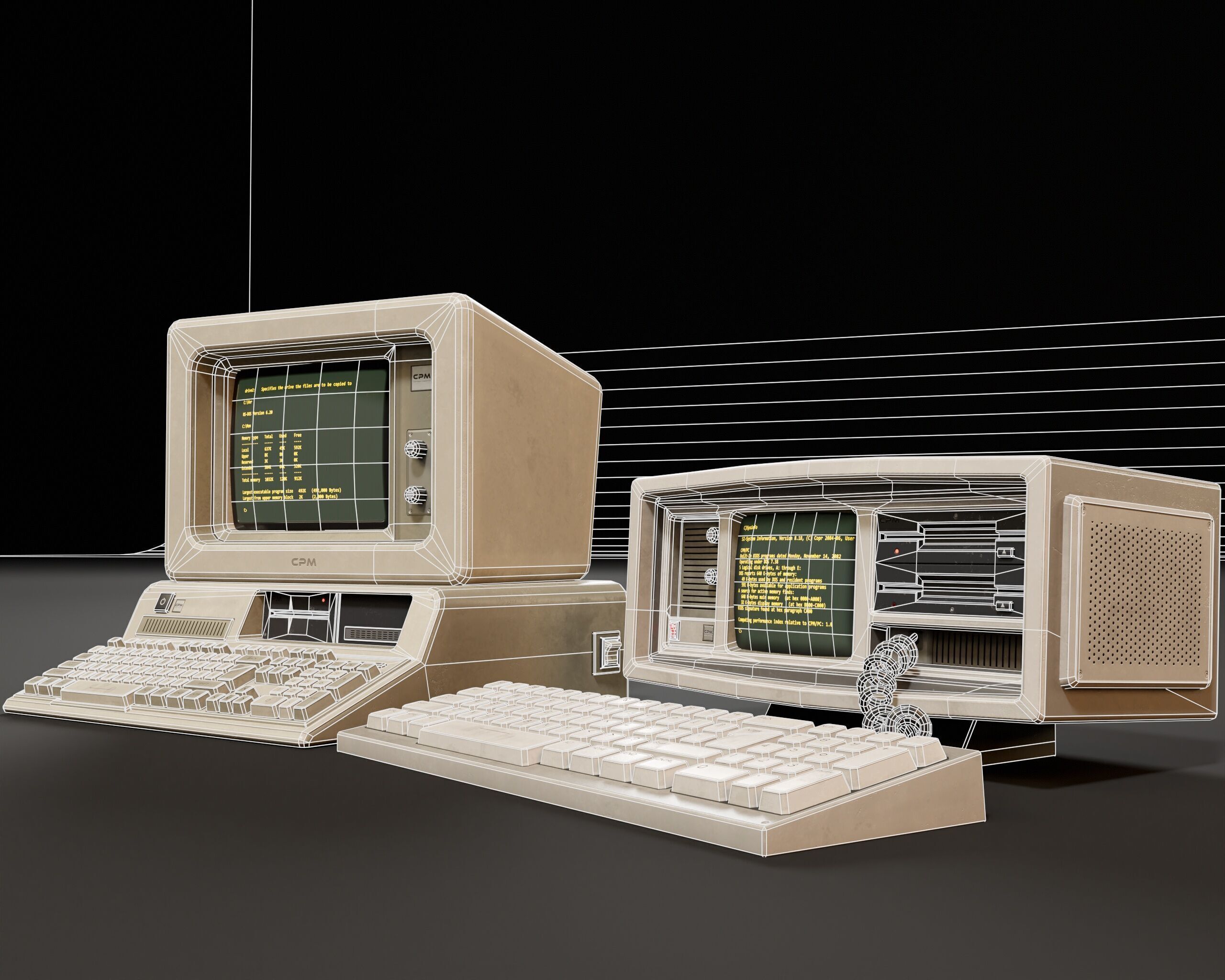 Sci-Fi Retro Monitors Low-poly 3D model_11