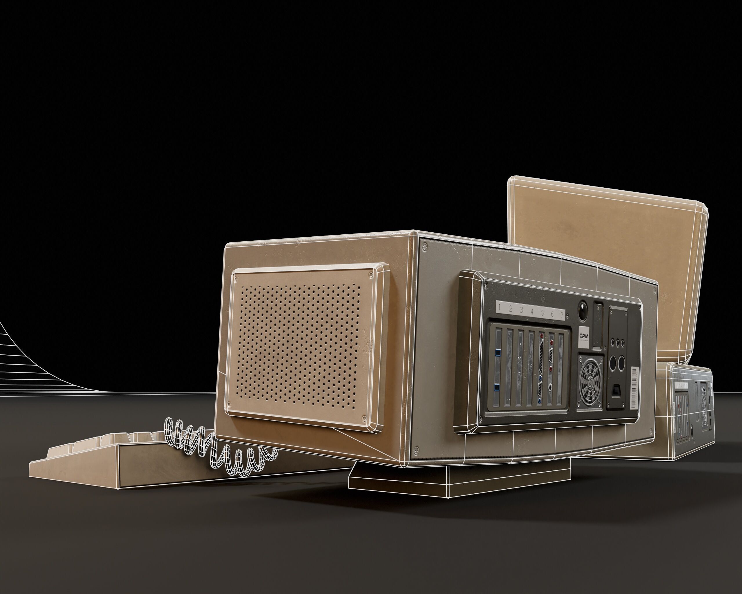 Sci-Fi Retro Monitors Low-poly 3D model_13