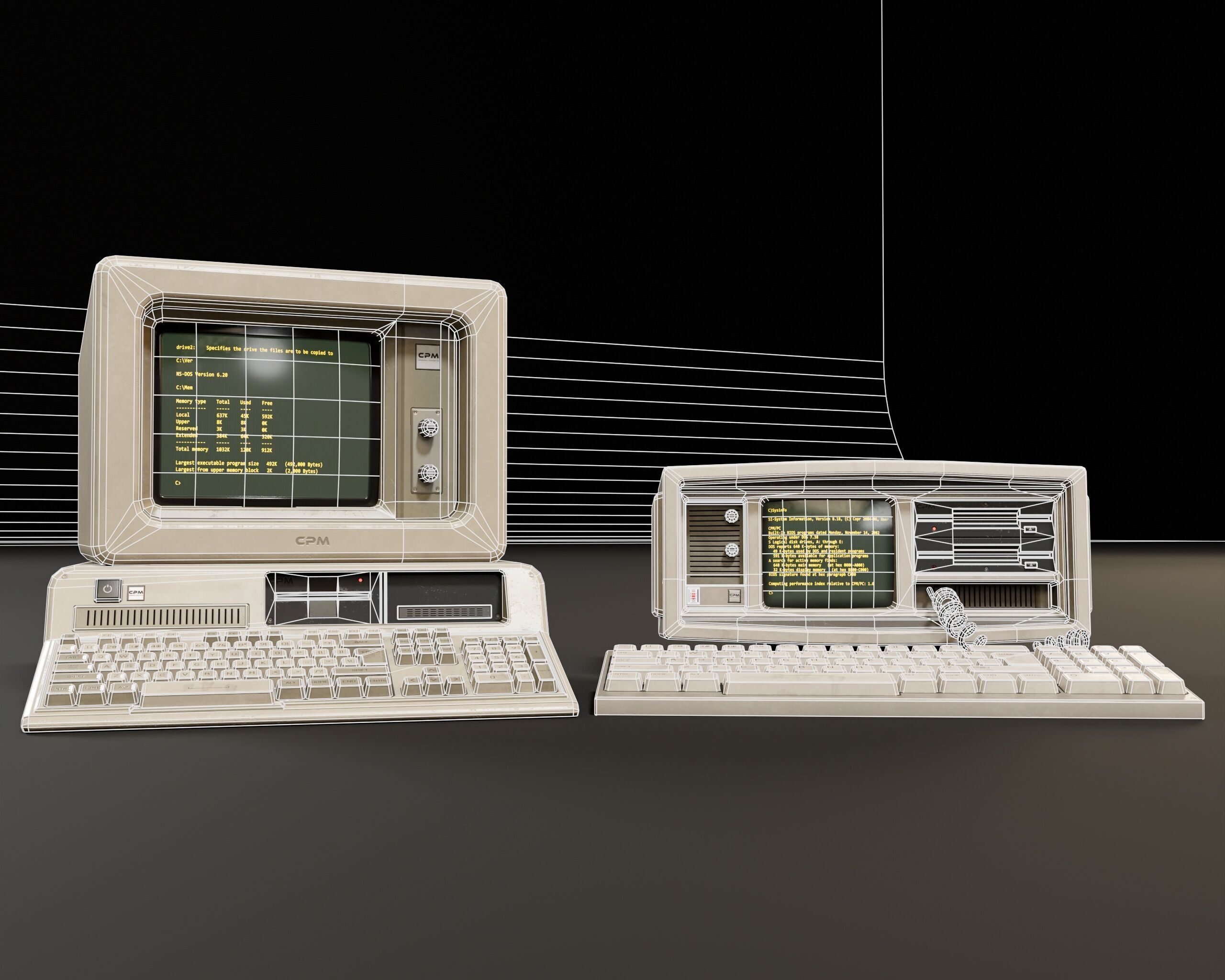 Sci-Fi Retro Monitors Low-poly 3D model_5