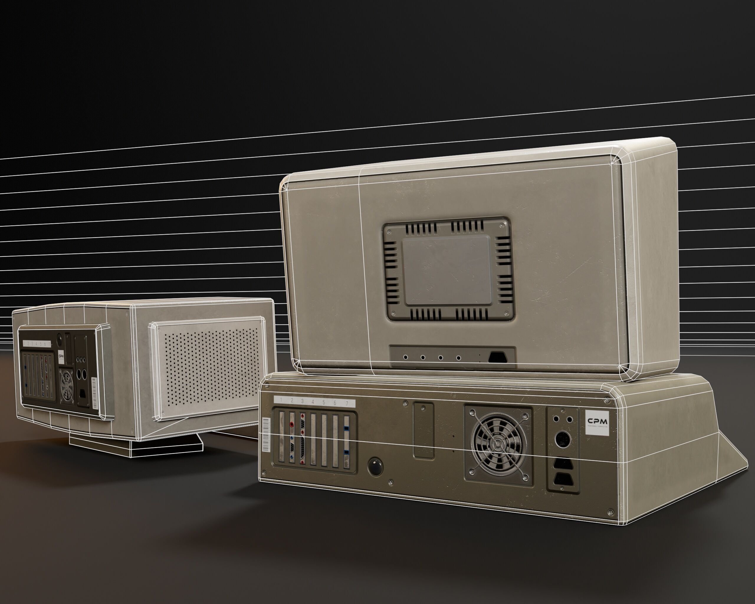 Sci-Fi Retro Monitors Low-poly 3D model_19