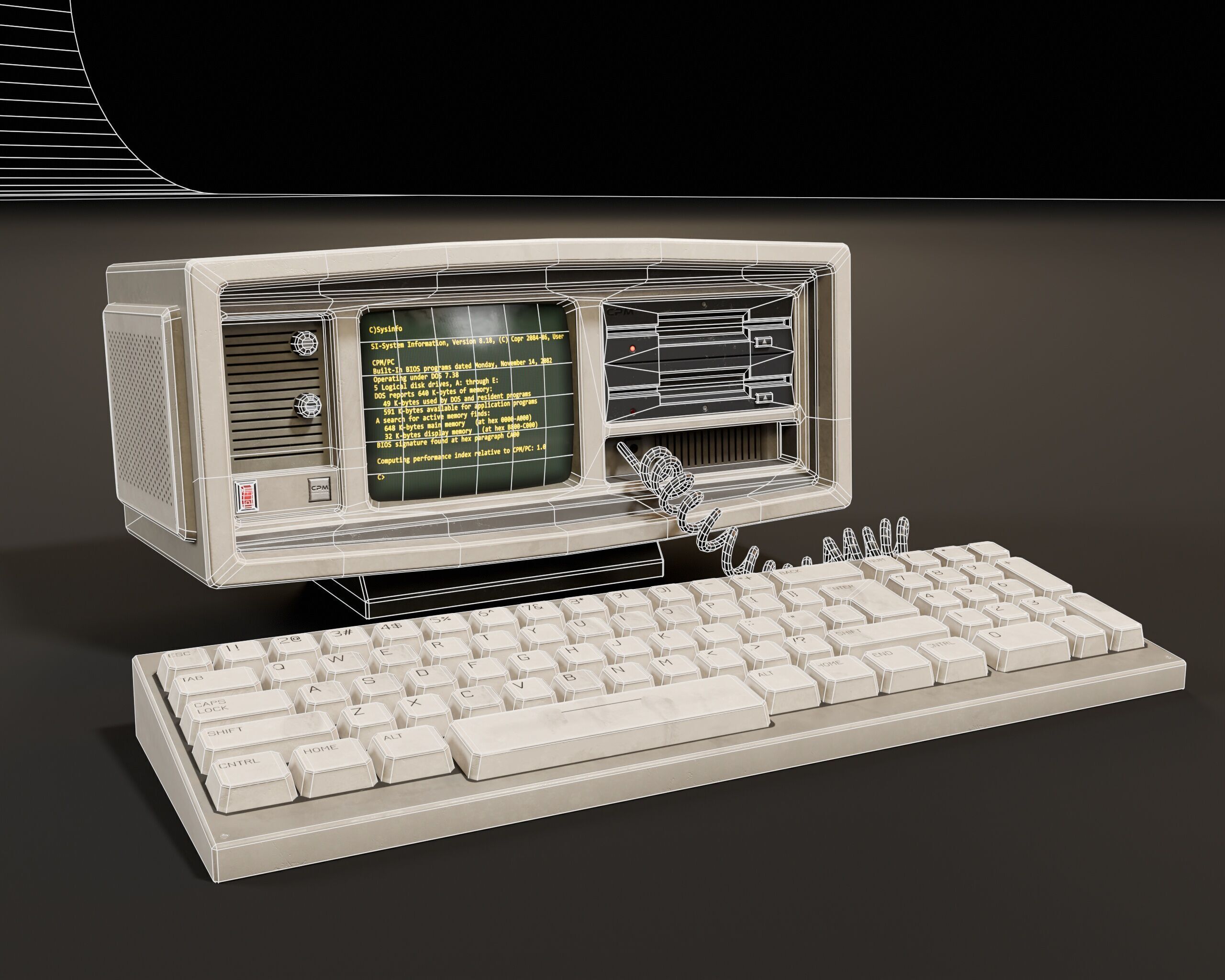 Sci-Fi Retro Monitors Low-poly 3D model_9