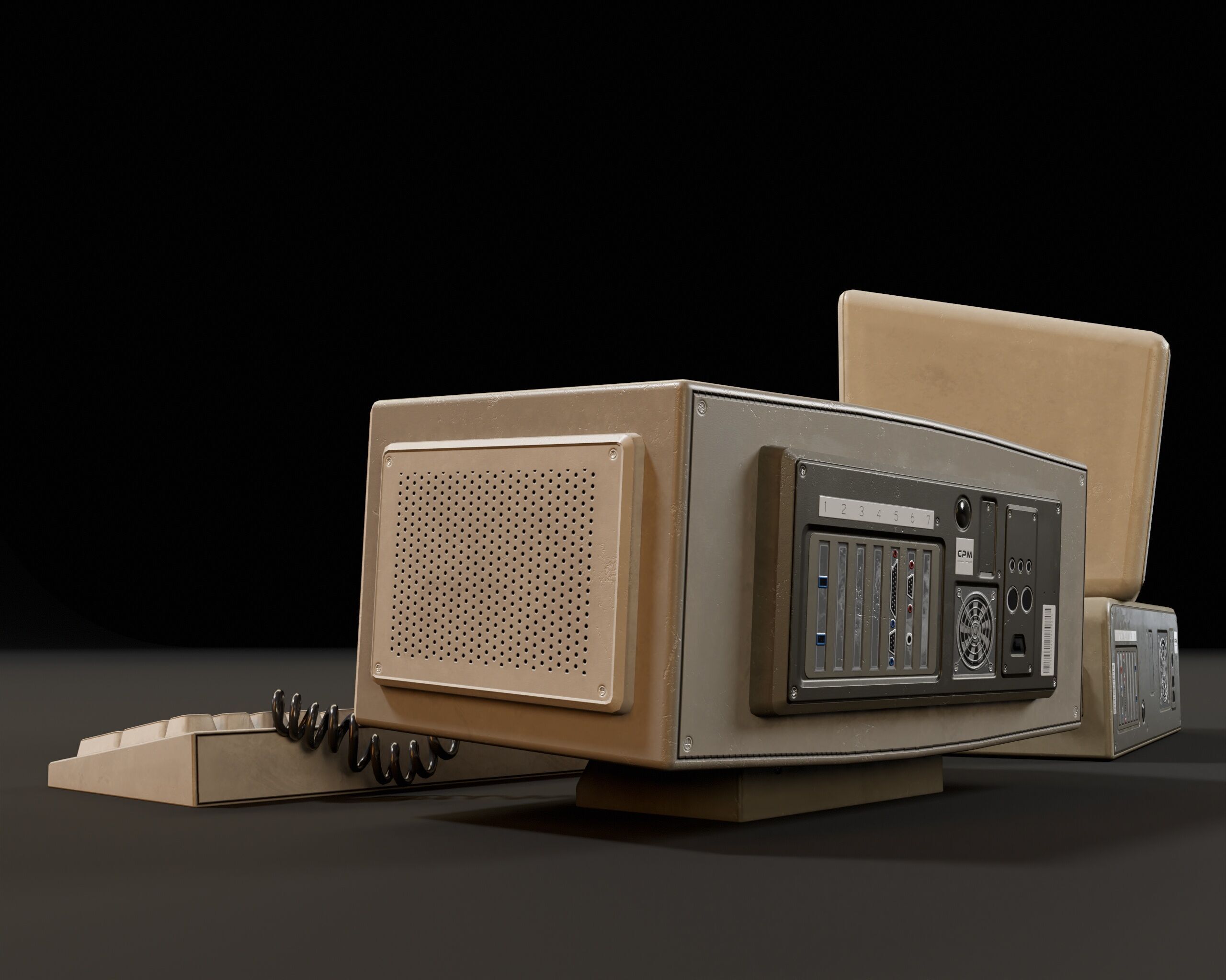 Sci-Fi Retro Monitors Low-poly 3D model_12