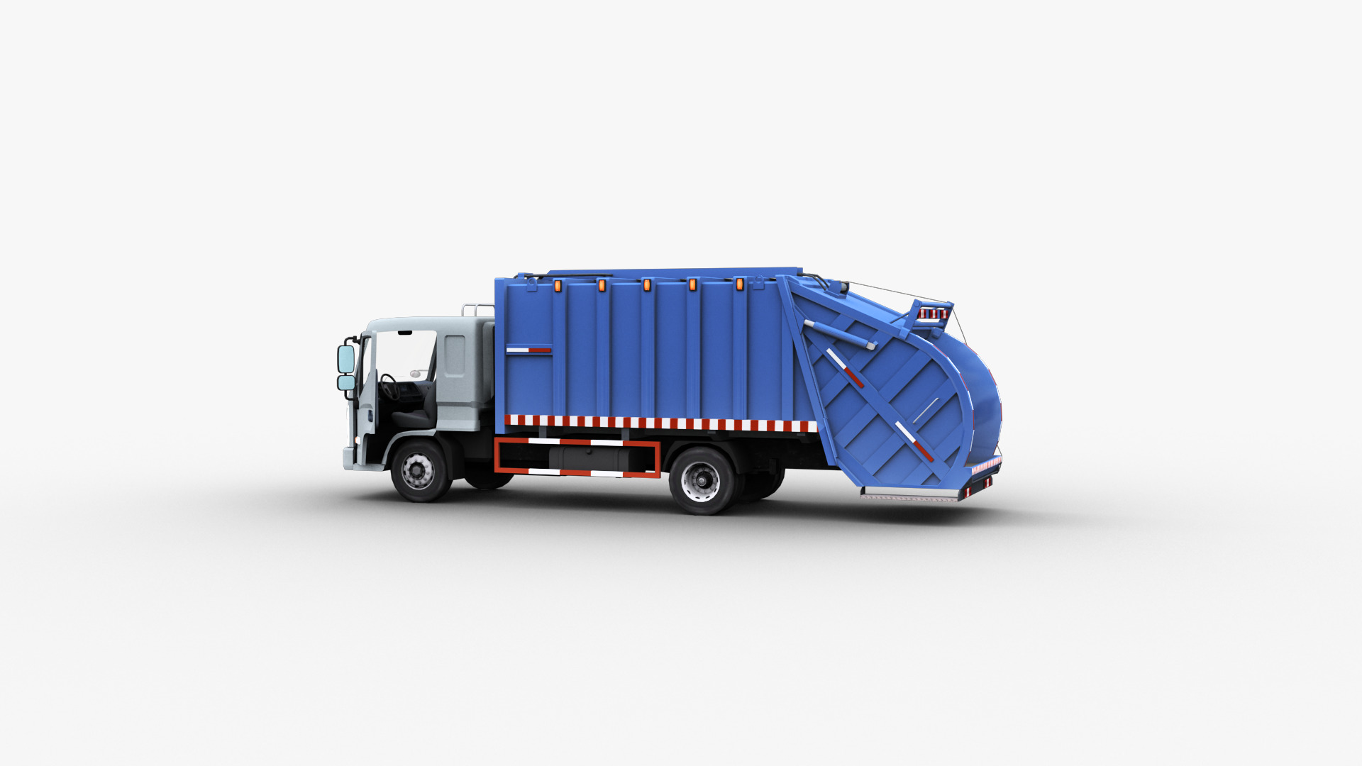 Garbage Truck with interior Low-poly 3D model_24