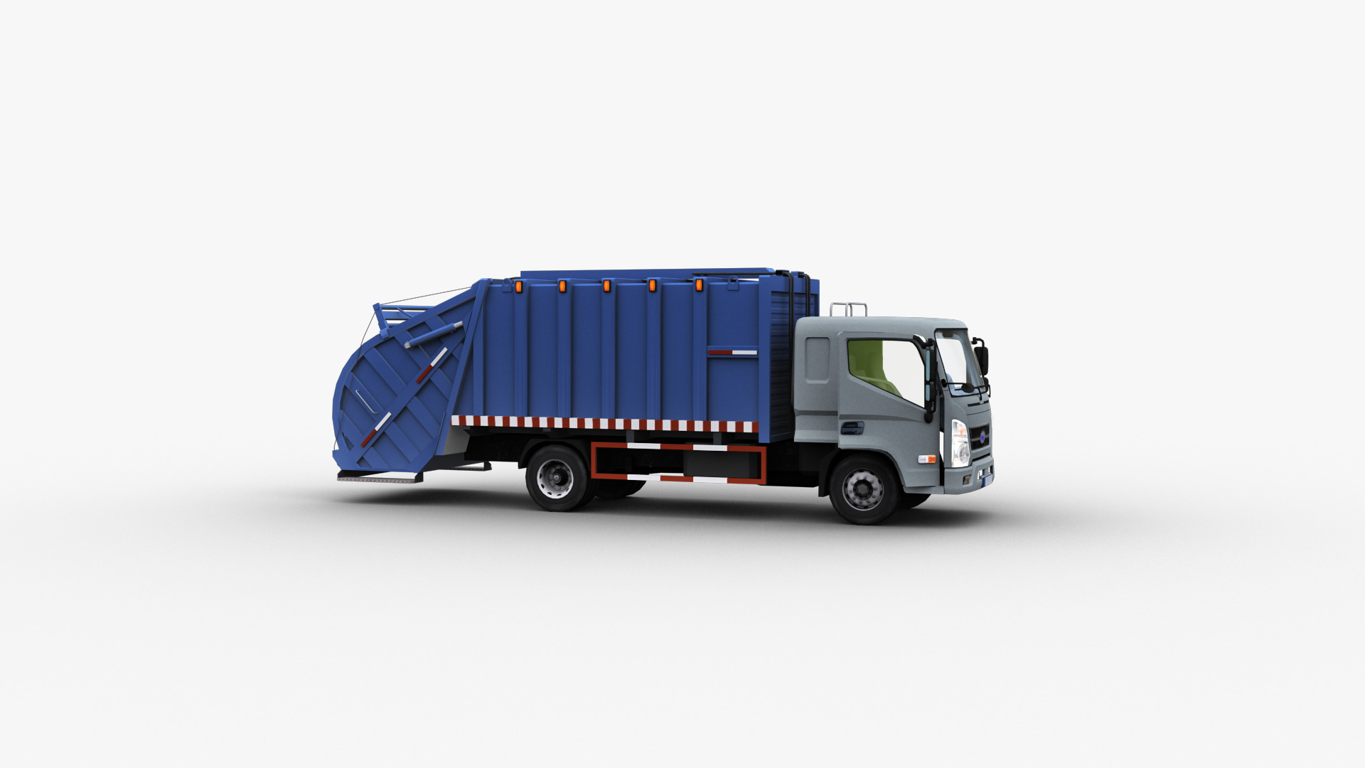 Garbage Truck with interior Low-poly 3D model_12