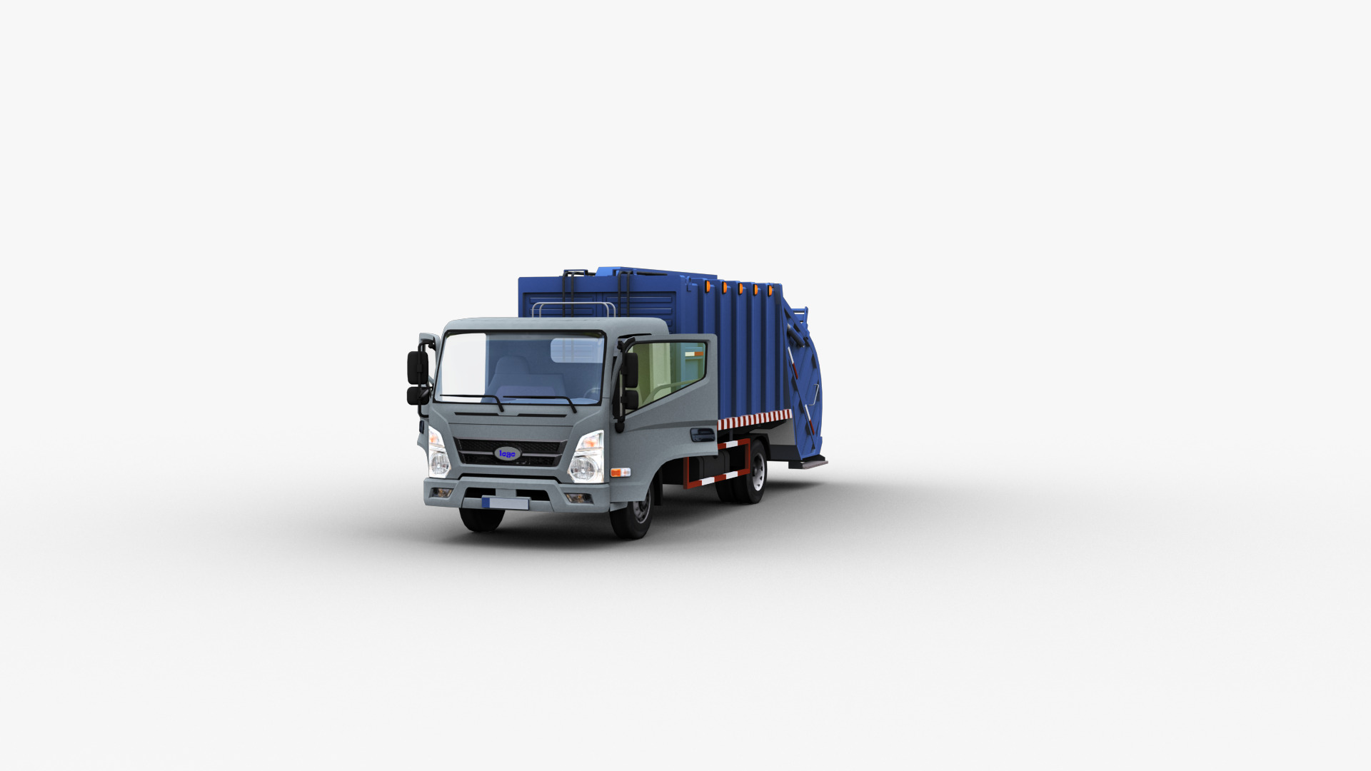 Garbage Truck with interior Low-poly 3D model_6