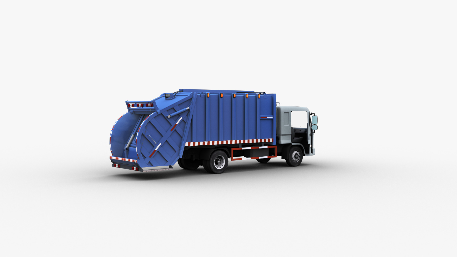 Garbage Truck with interior Low-poly 3D model_17