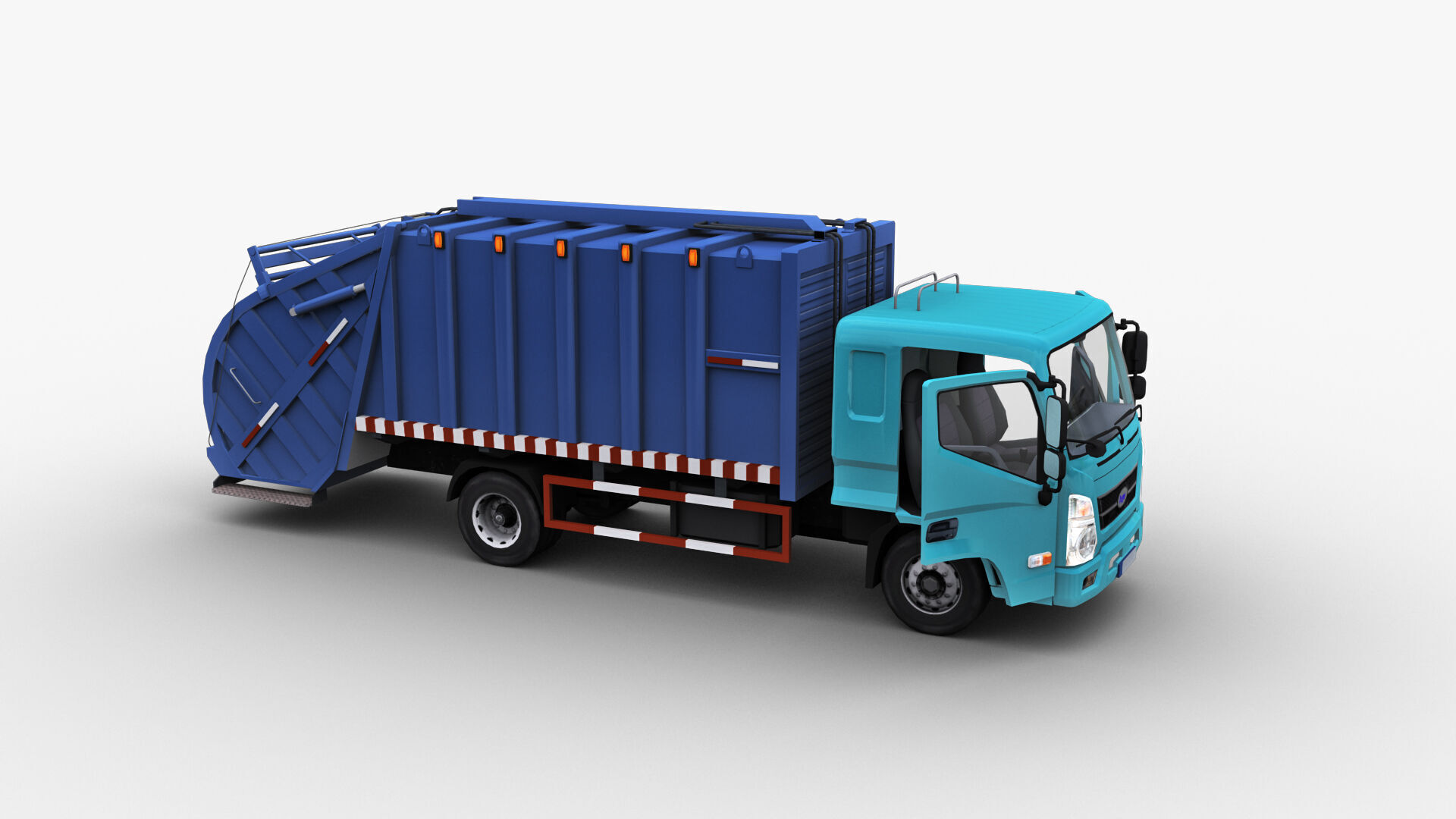 Garbage Truck with interior Low-poly 3D model_2