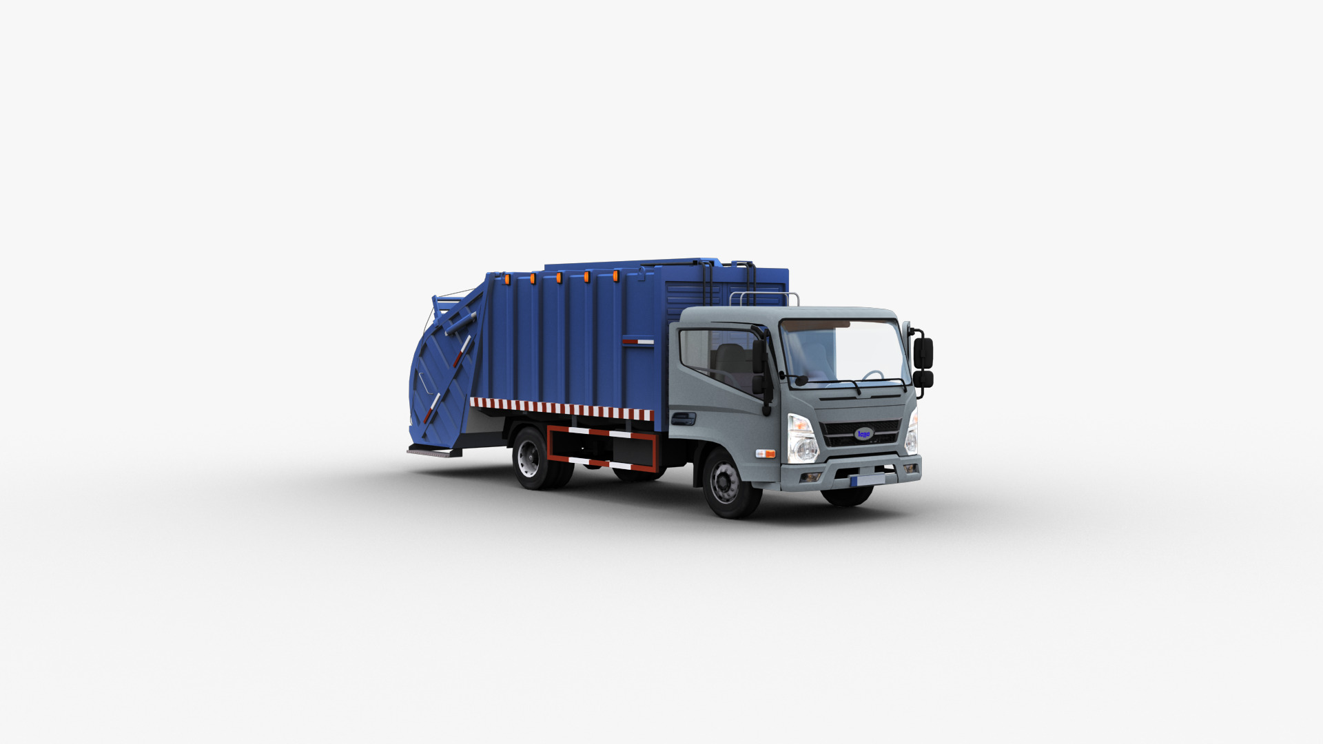 Garbage Truck with interior Low-poly 3D model_11