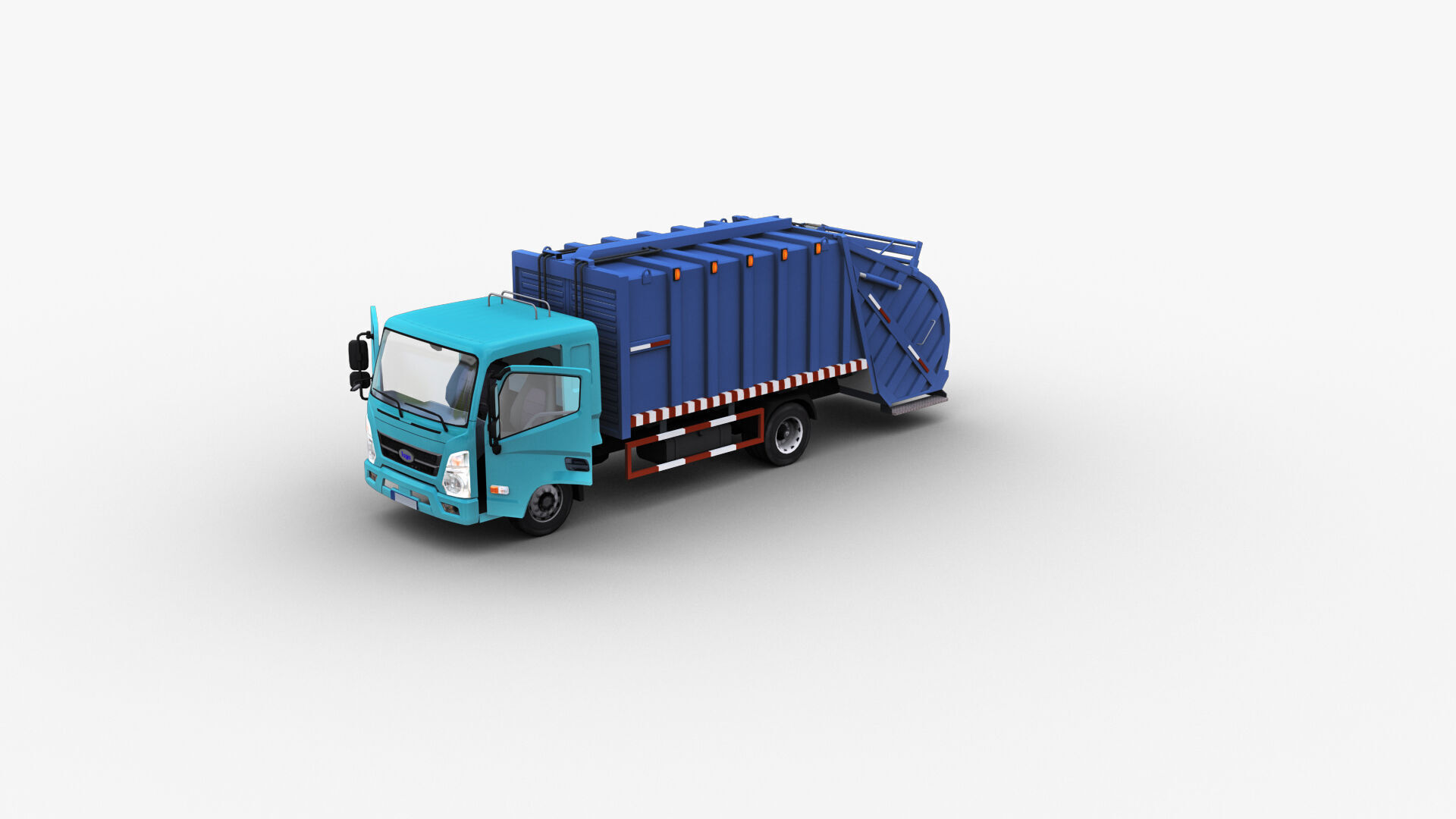 Garbage Truck with interior Low-poly 3D model_1