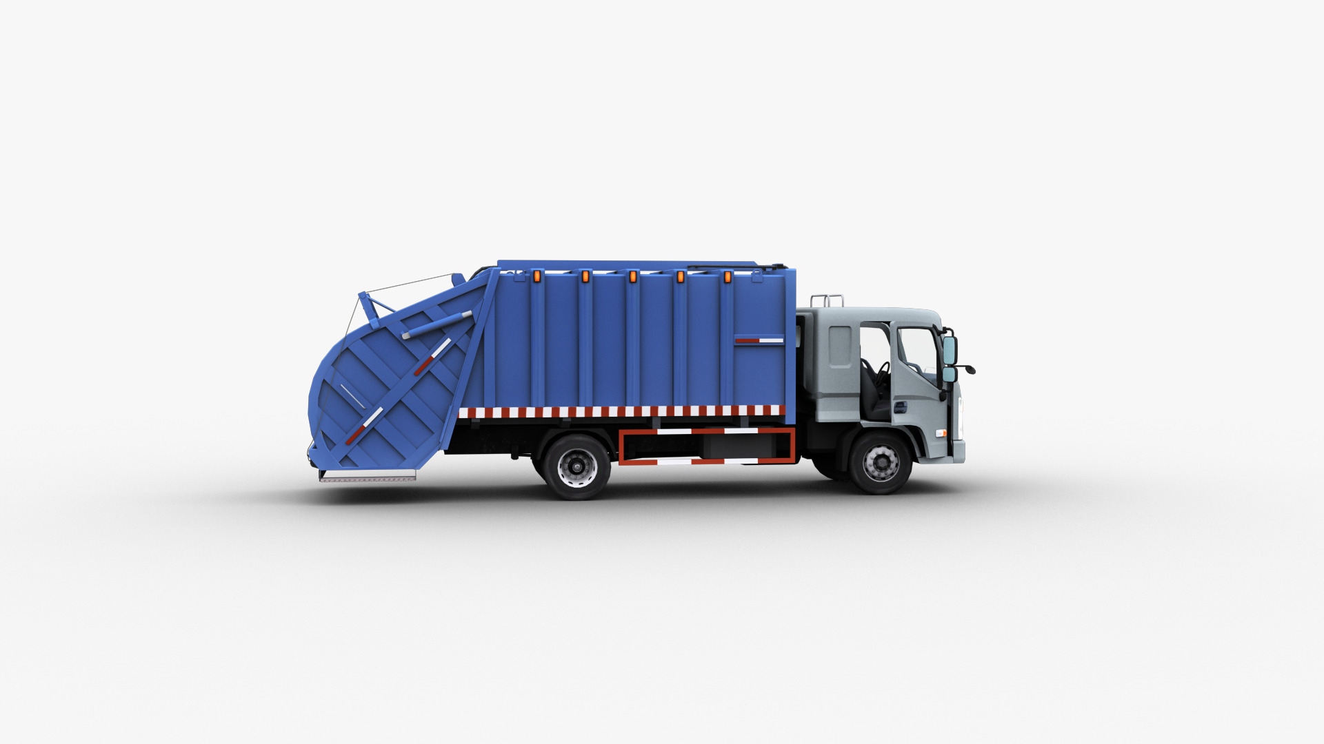 Garbage Truck with interior Low-poly 3D model_14