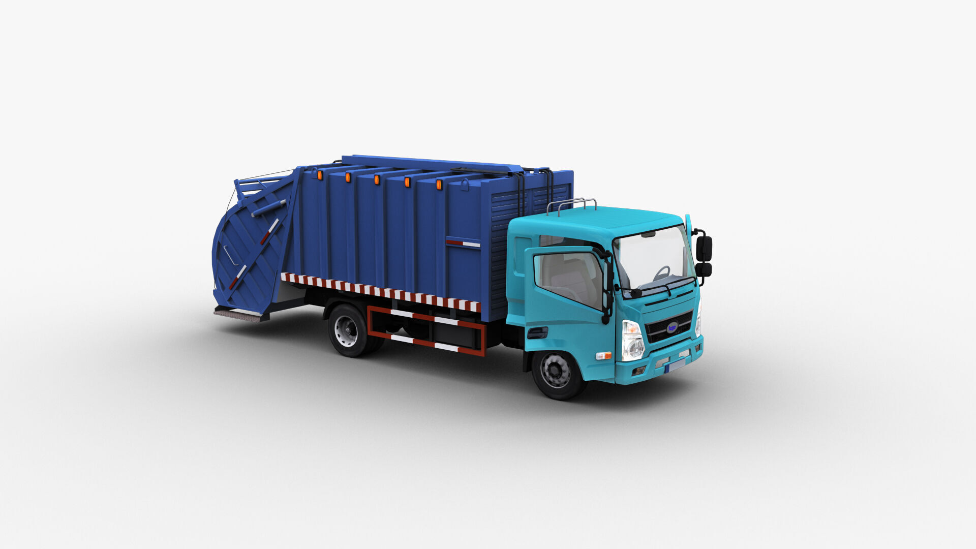 Garbage Truck with interior Low-poly 3D model_3