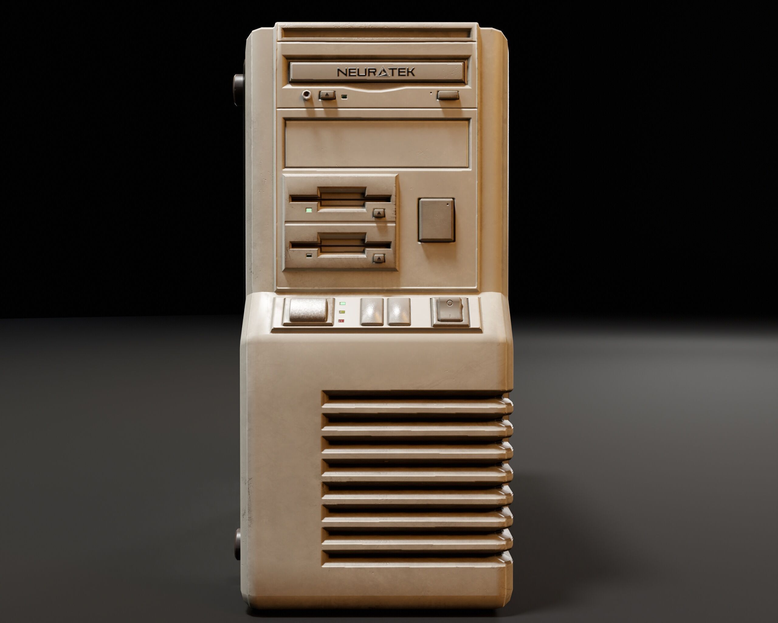 Sci-Fi Retro PC Tower Low-poly 3D model_8