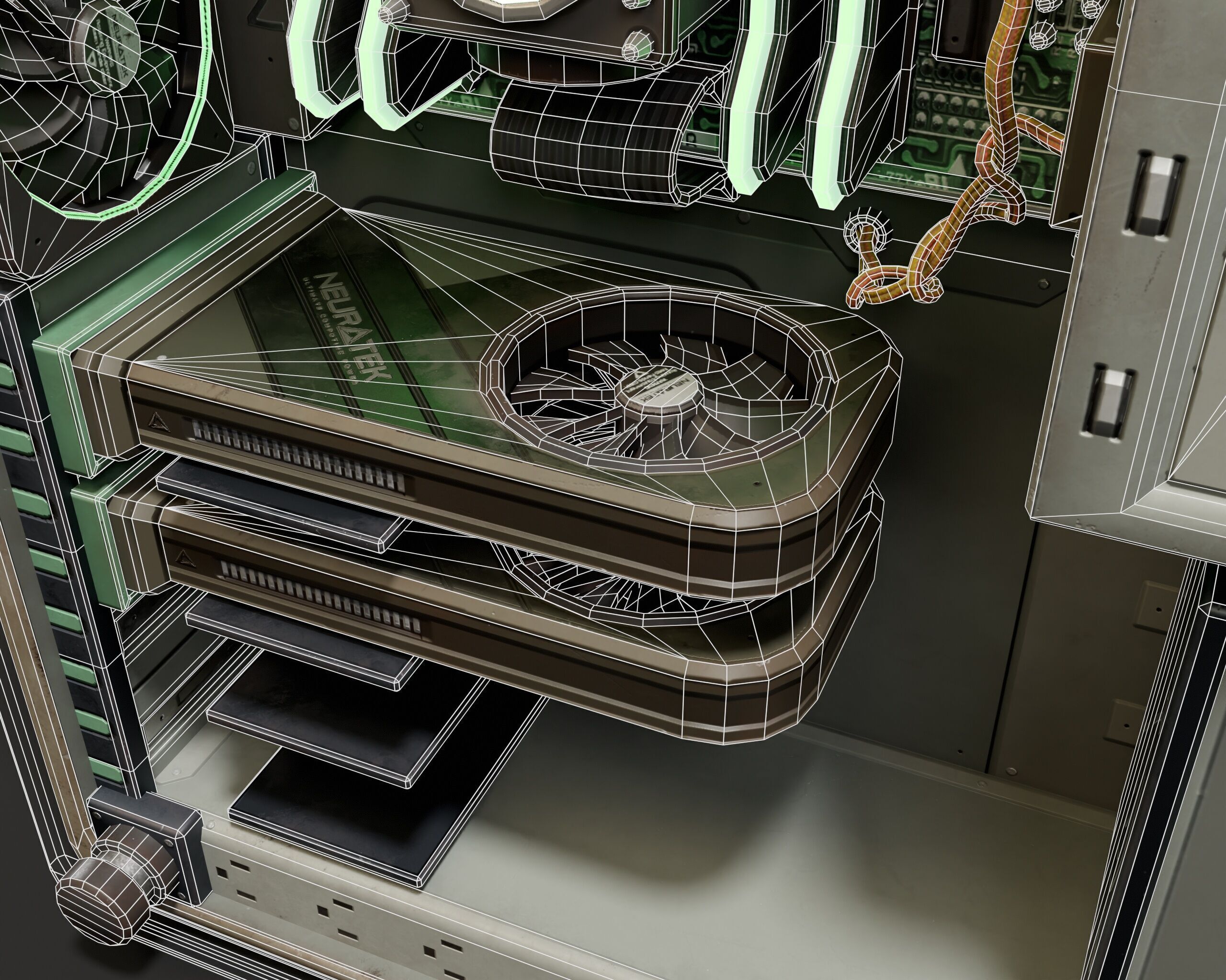 Sci-Fi Retro PC Tower Low-poly 3D model_23