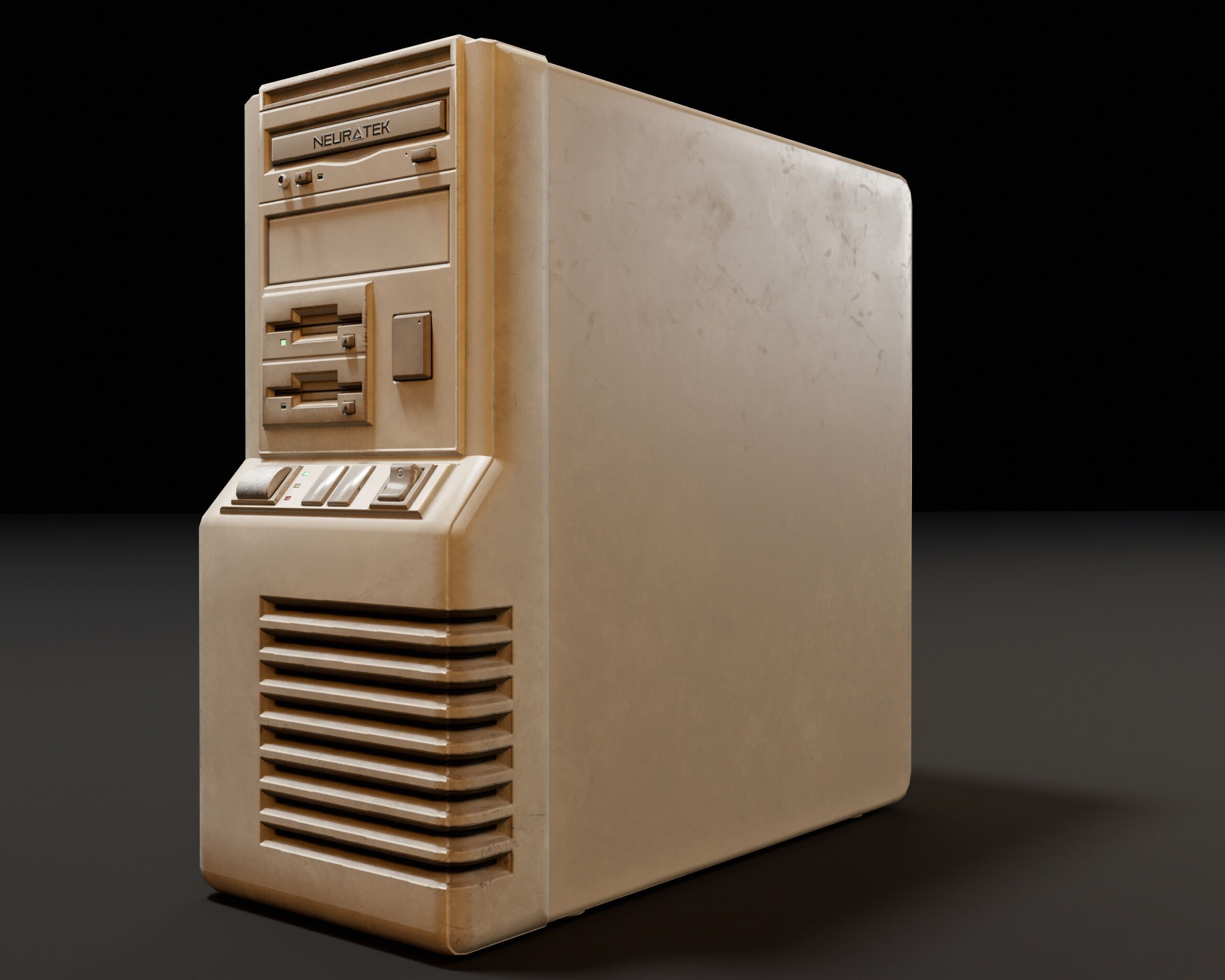 Sci-Fi Retro PC Tower Low-poly 3D model_10