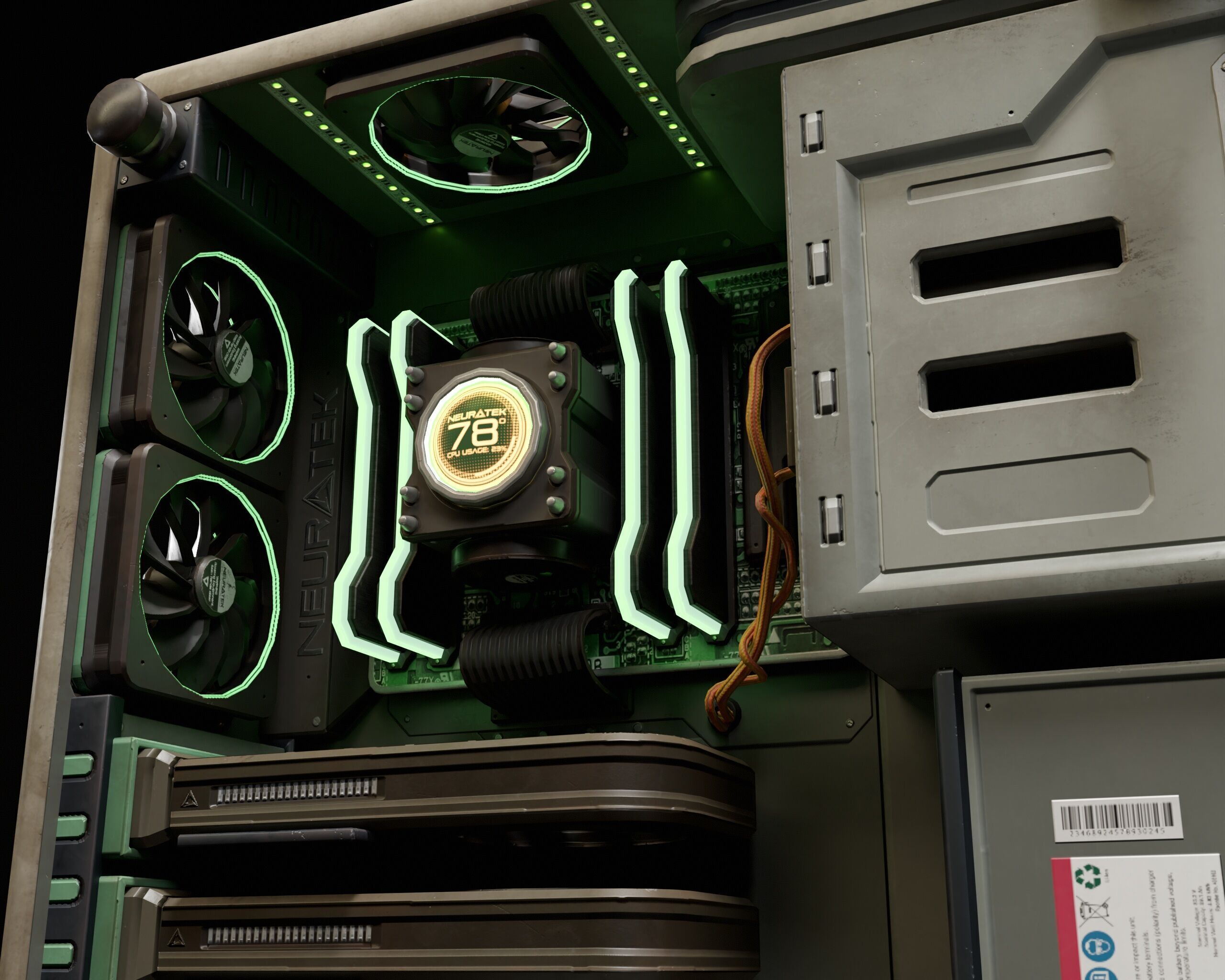 Sci-Fi Retro PC Tower Low-poly 3D model_20