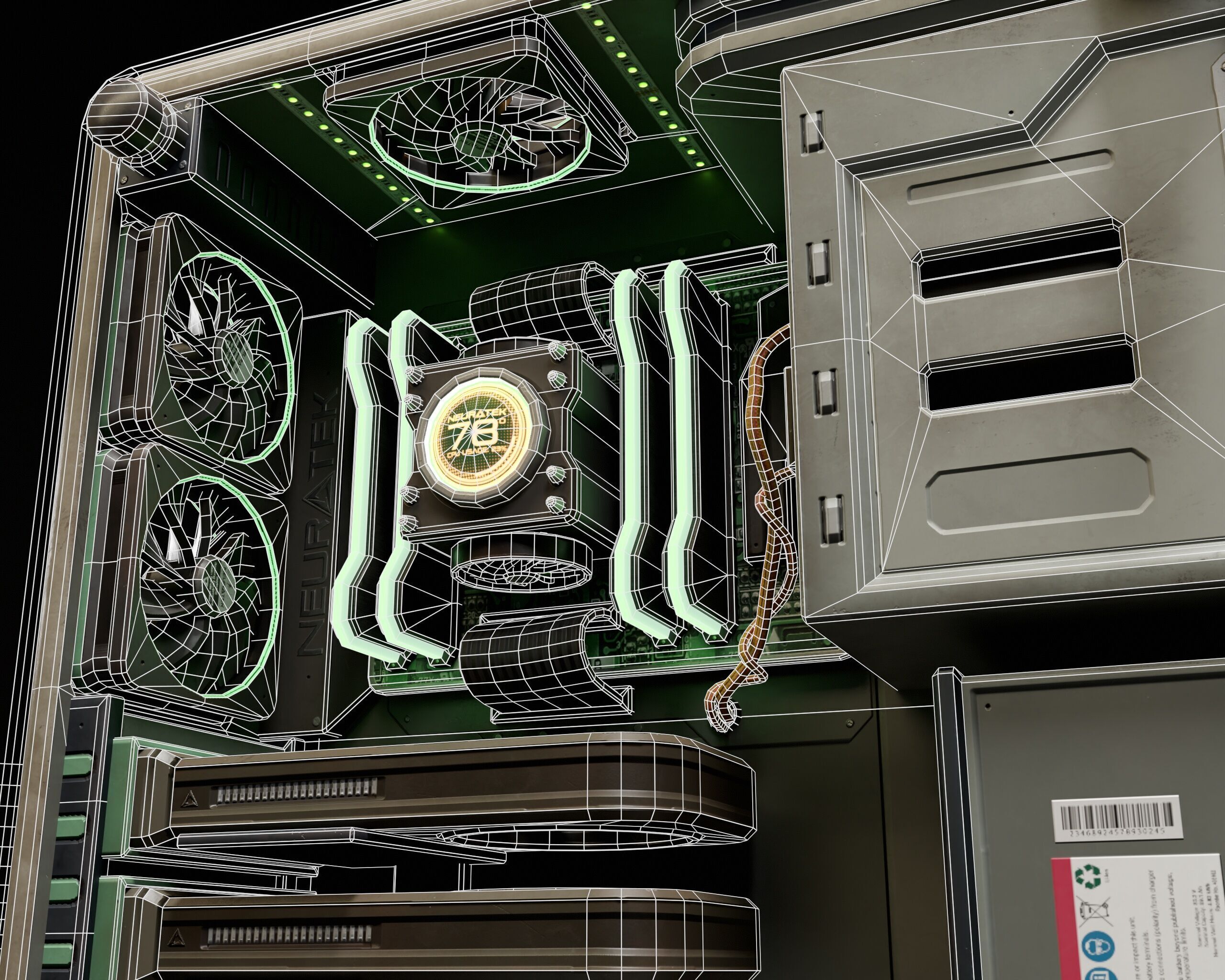 Sci-Fi Retro PC Tower Low-poly 3D model_21