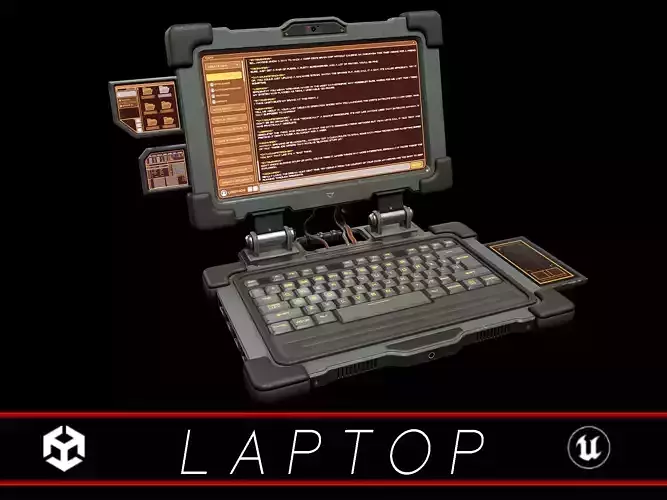 Sci-Fi Military Grade Laptop Low-poly 3D model