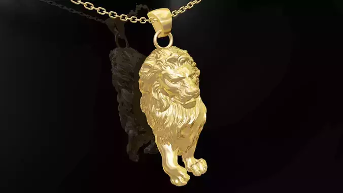 Lion statue gold pendant jewelry