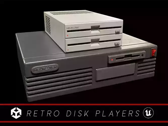 Sci-Fi Retro Disk Players Low-poly 3D model