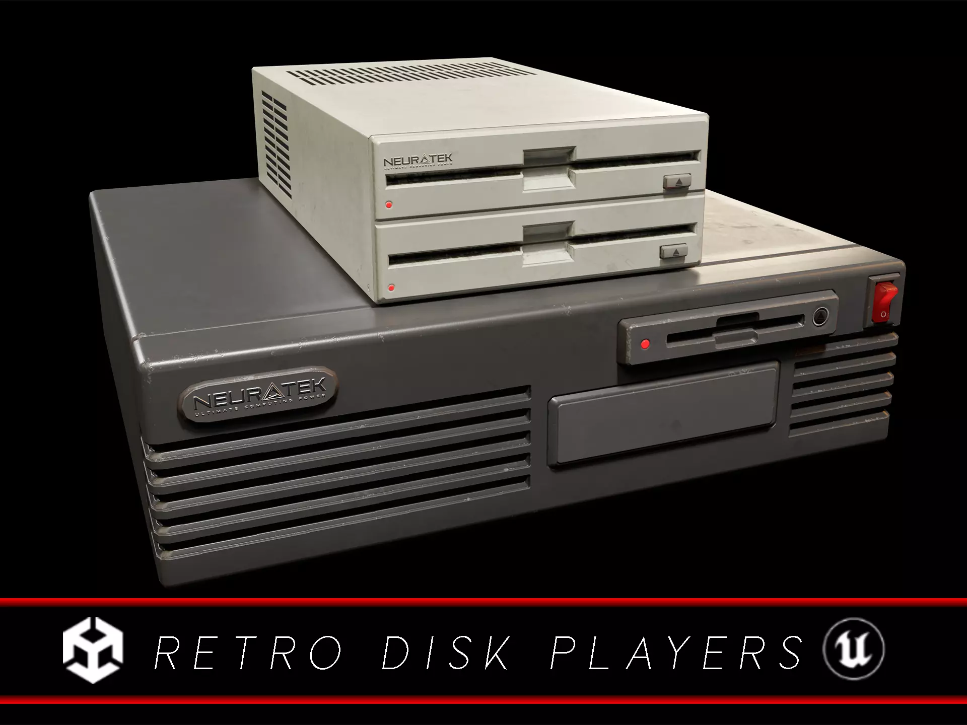 Sci-Fi Retro Disk Players Low-poly 3D model_0