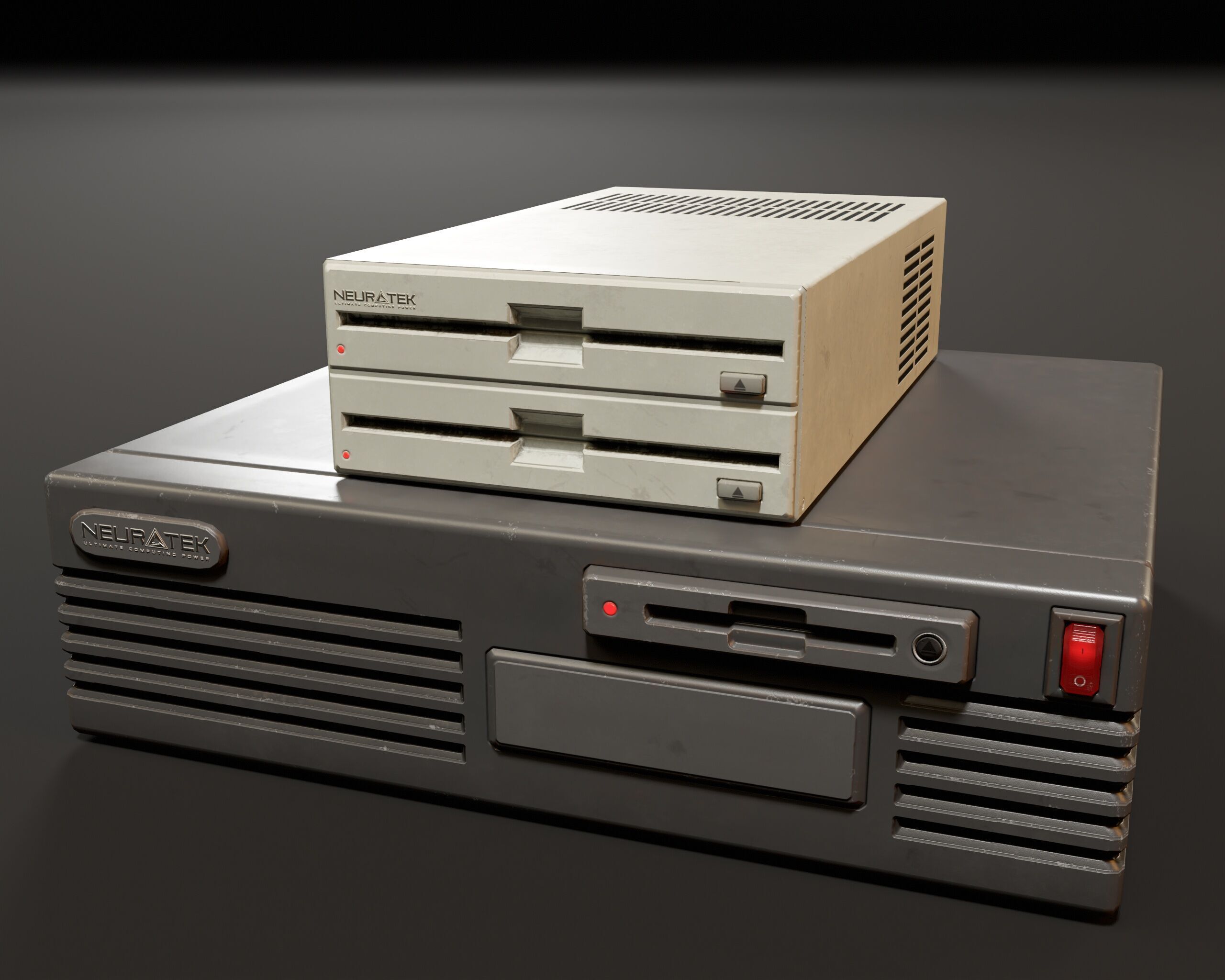Sci-Fi Retro Disk Players Low-poly 3D model_6