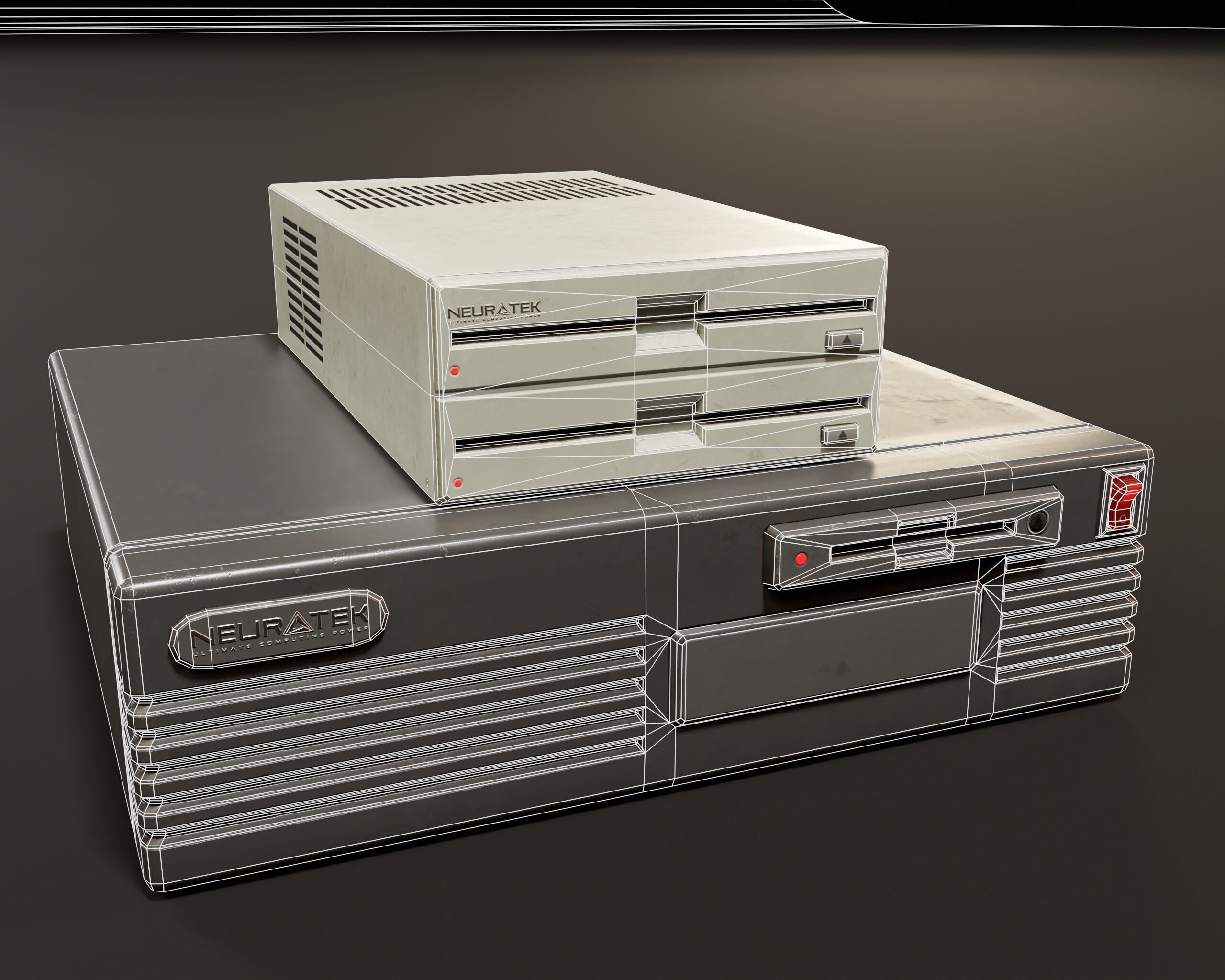 Sci-Fi Retro Disk Players Low-poly 3D model_3