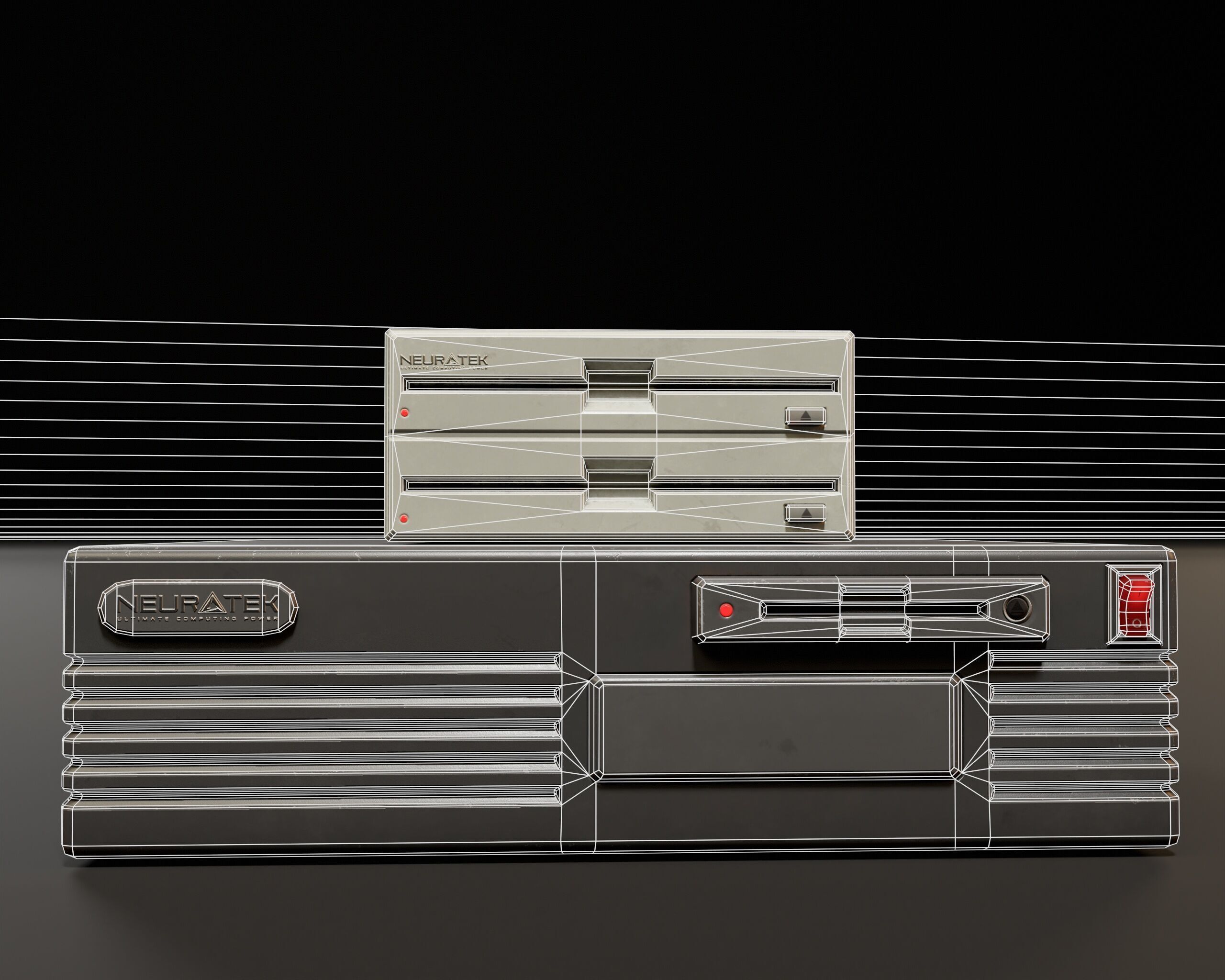 Sci-Fi Retro Disk Players Low-poly 3D model_5